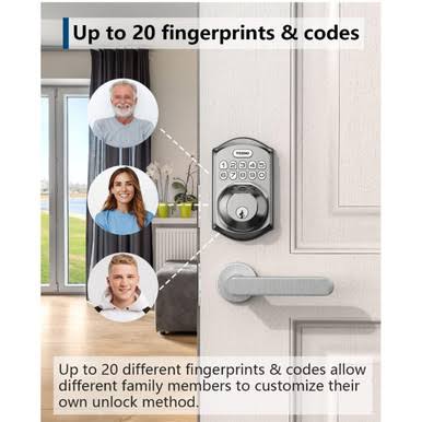 TEEHO TE002 Fingerprint Door Lock- Keyless Entry with Keypad- Electronic Deadbolt Keyed Entry- Front Door- Combination Lock