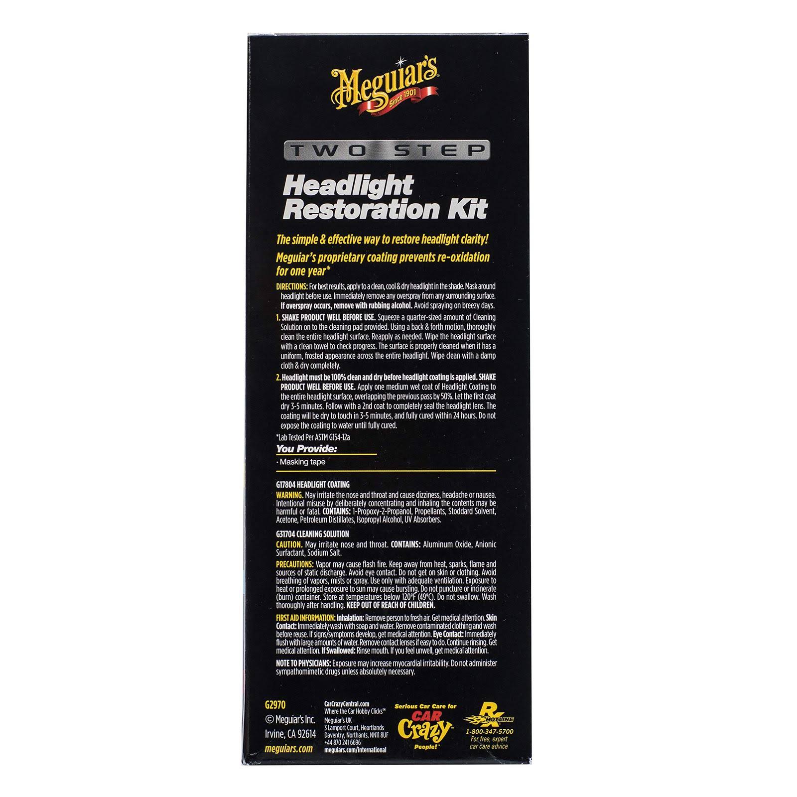 Meguiar's G2970 Two Step Headlight Restoration Kit