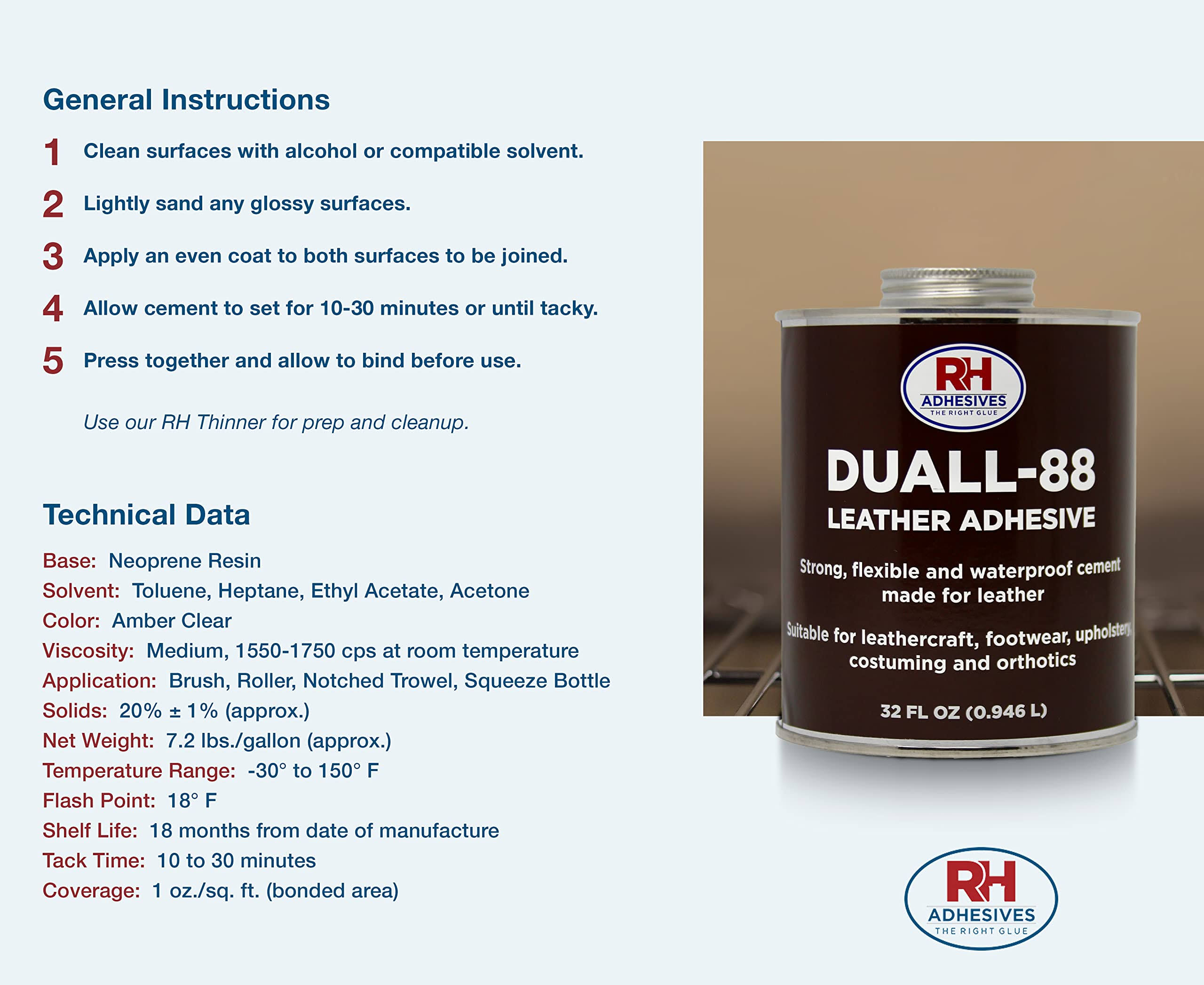 Duall-88 Leather Adhesive, 16 oz. Can- RH Adhesives