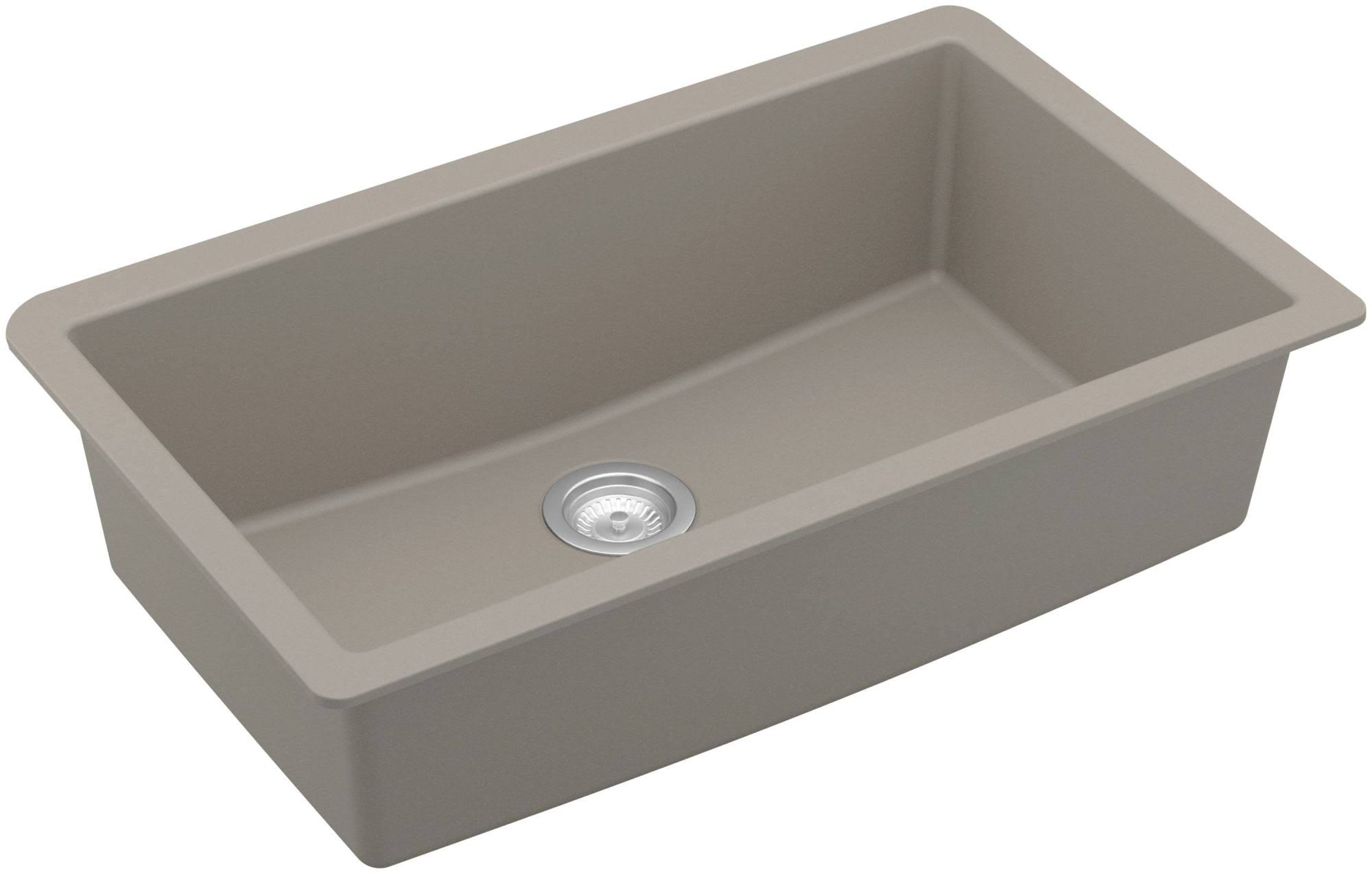 Karran Grey Quartz 32.5 in. Large Single Bowl Undermount Kitchen Sink