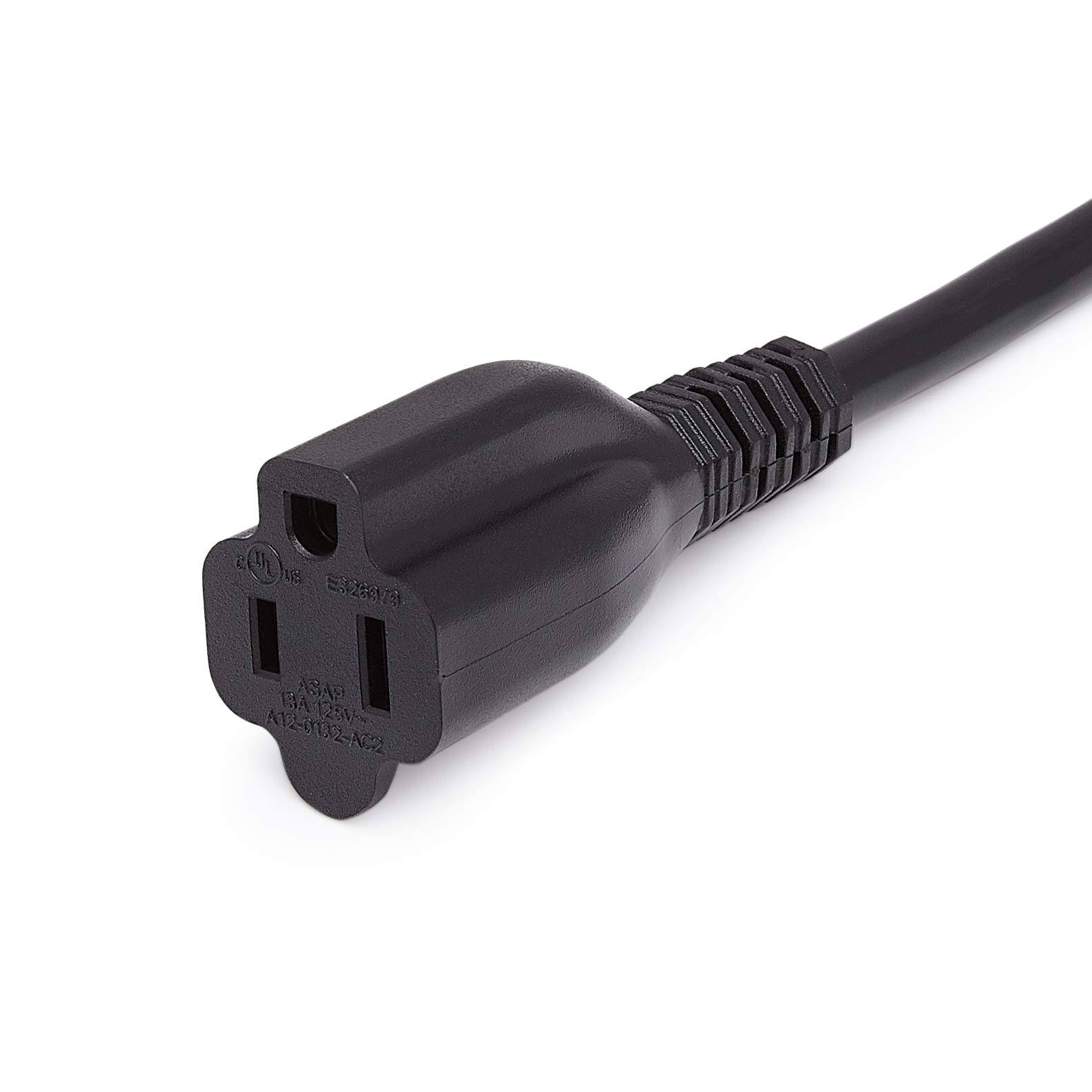 Amazon Basics Extension Cord, 13 Amps, 125V, 15 Foot, Black- Pack of 2