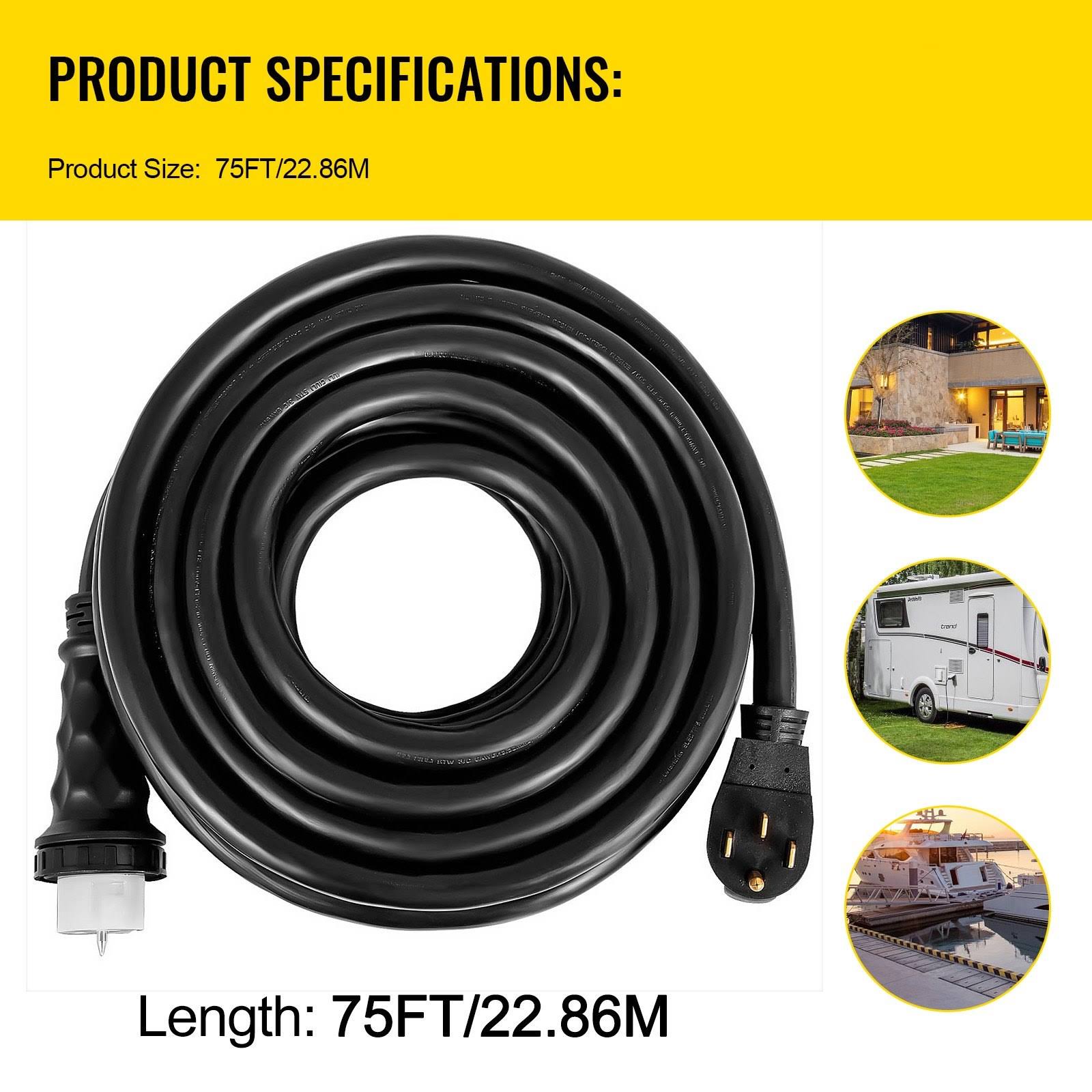 VEVOR 75ft Generator Power Cord 50-Amp 125/250-Volt 14-50P to CS6364 Locking Connector
