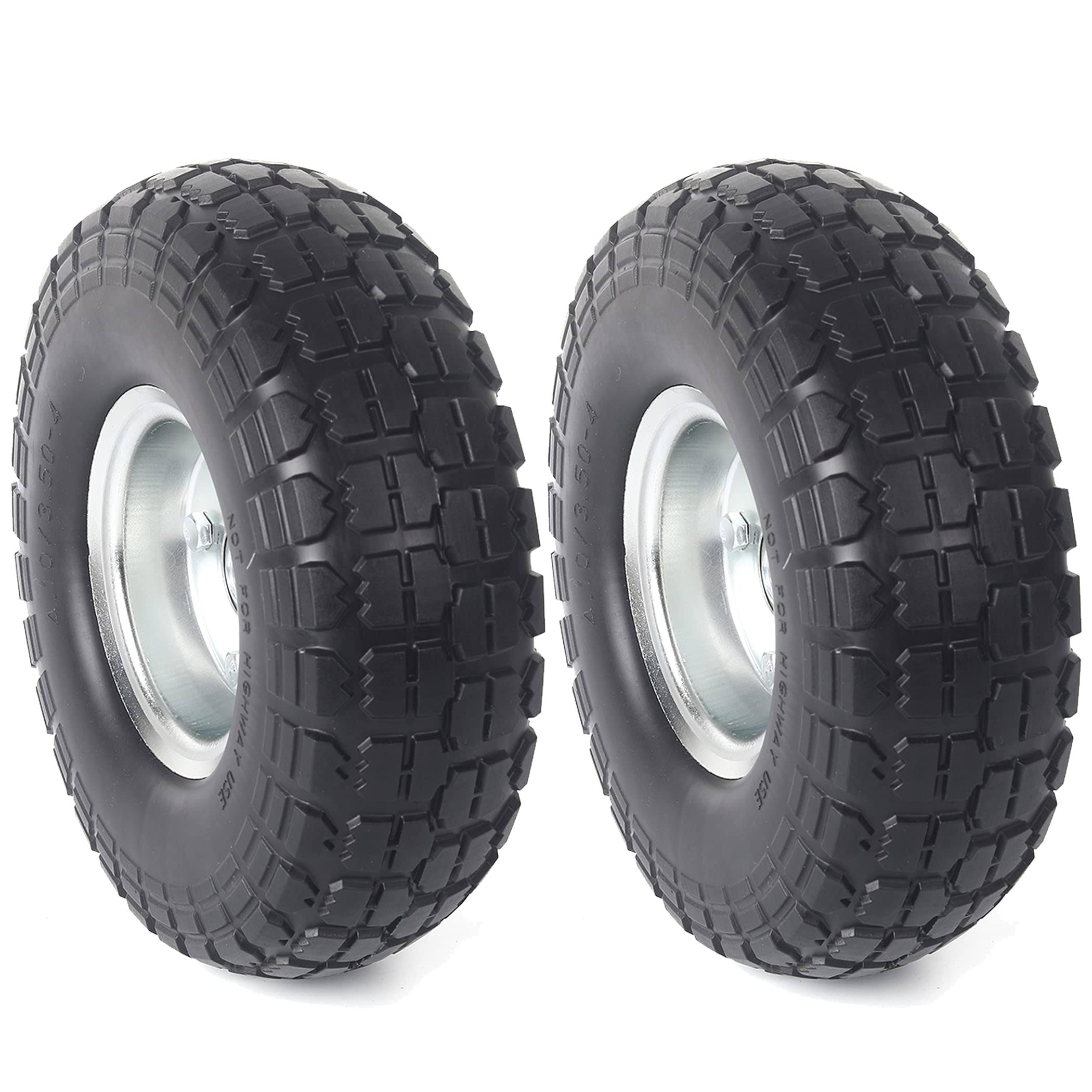 AR-PRO (2-Pack) 10-Inch Solid Rubber Tires and Wheels- Replacement 4.10/3.50-4