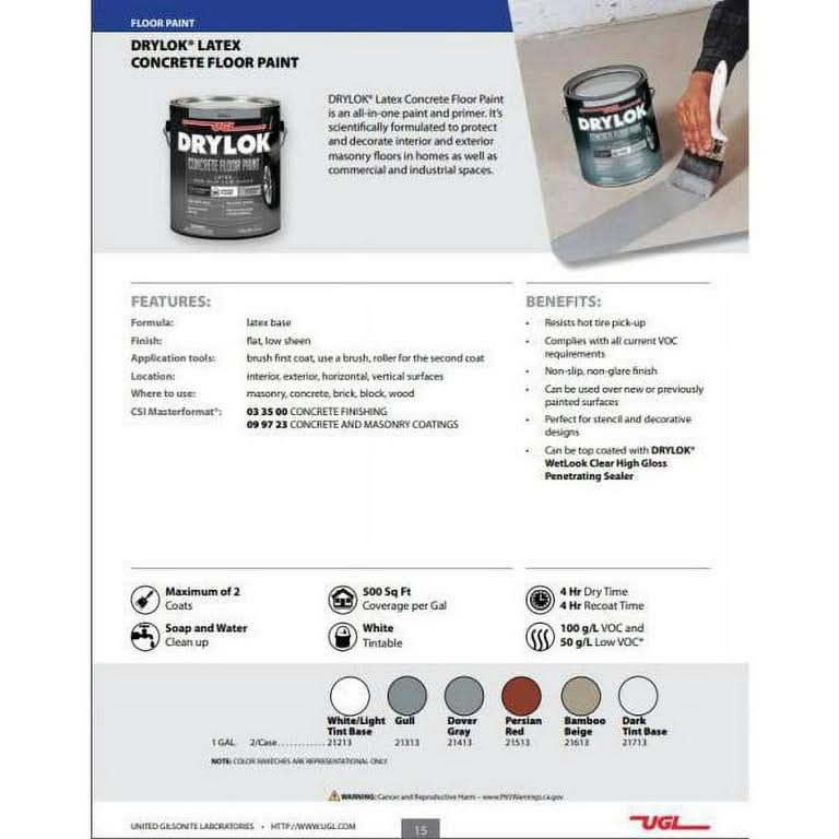 Drylok 21213 Concrete Floor Paint White 1 Gal