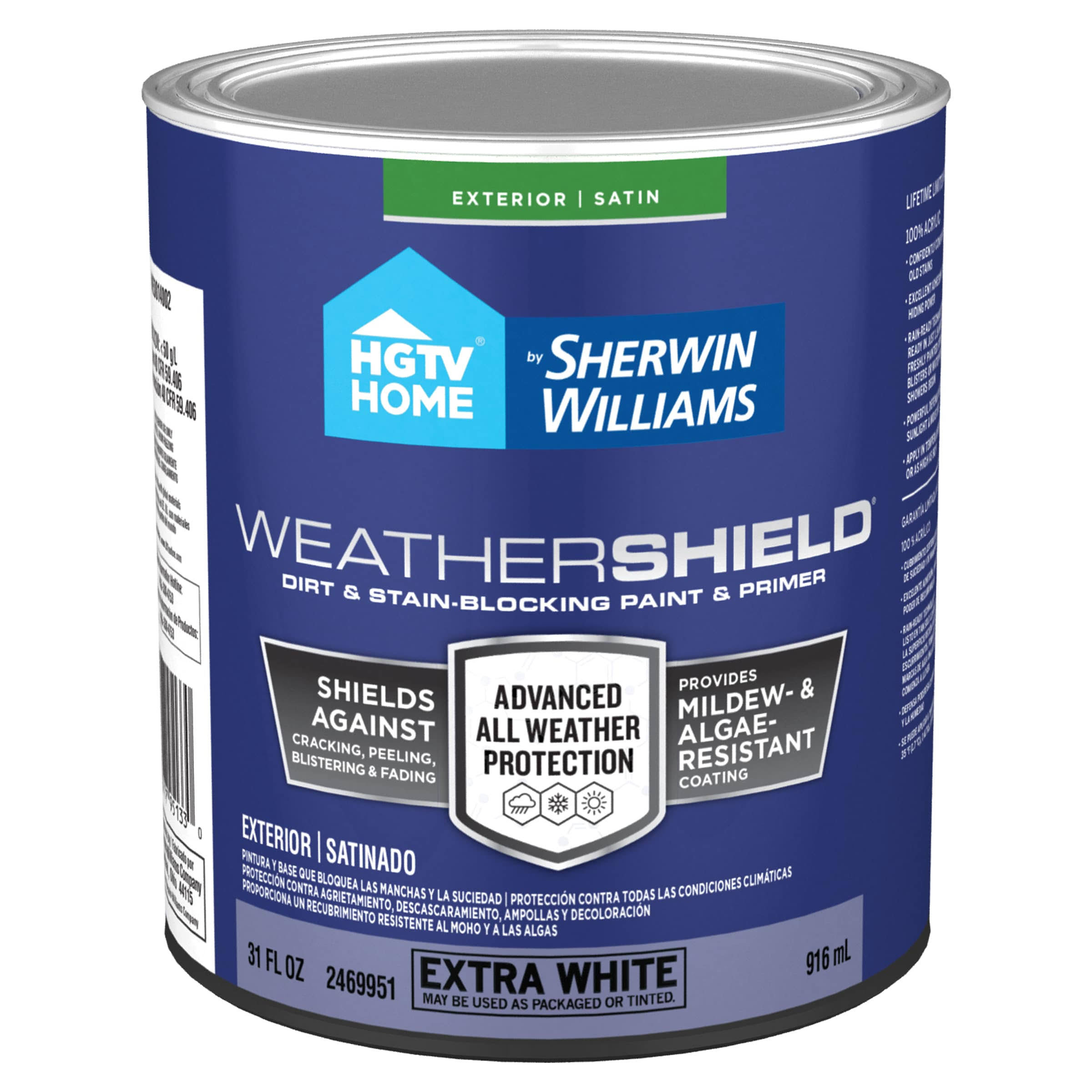 HGTV Home by Sherwin-Williams Weathershield Satin Latex Exterior Paint- Each
