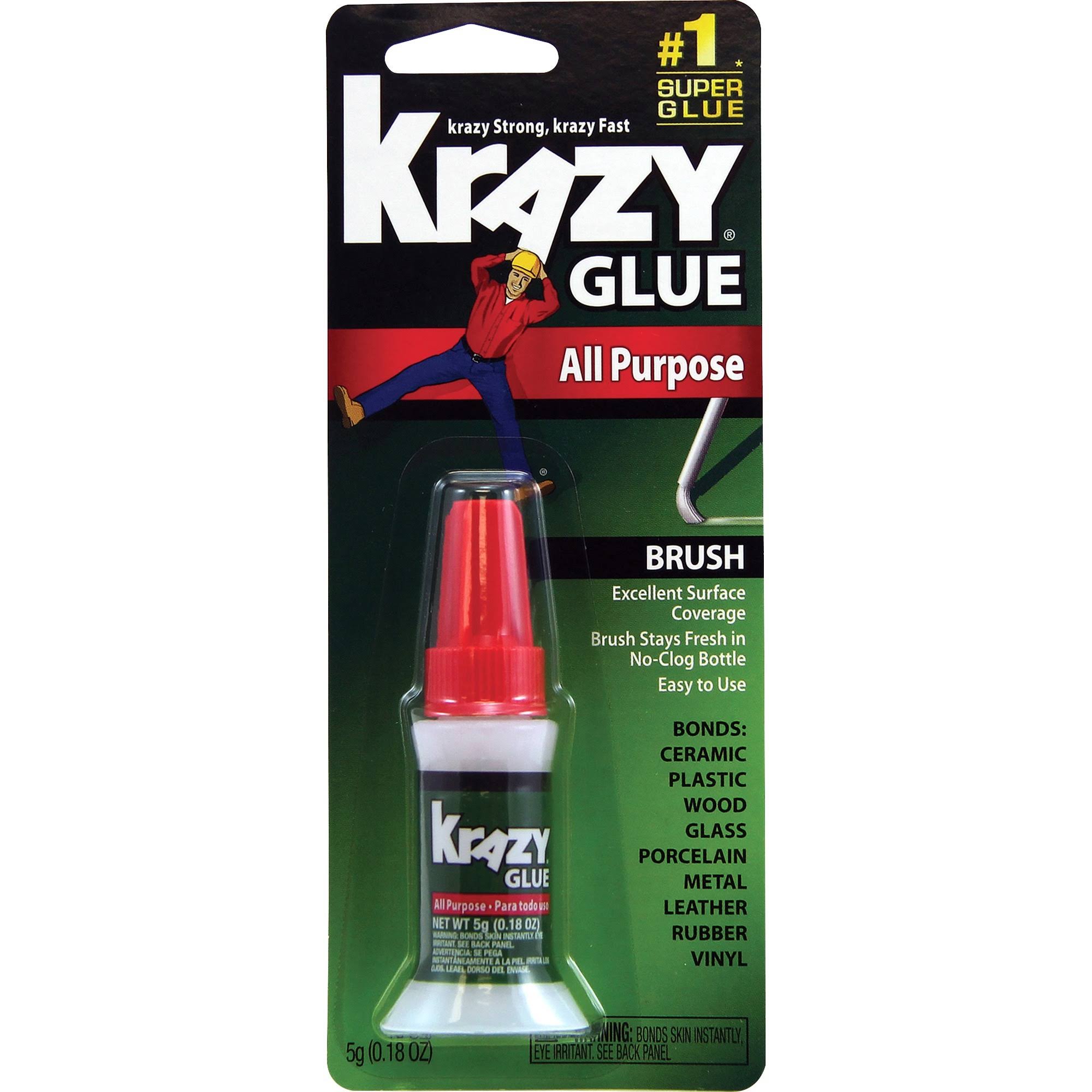 Krazy Glue Super Glue, All Purpose, Brush- 0.18 oz