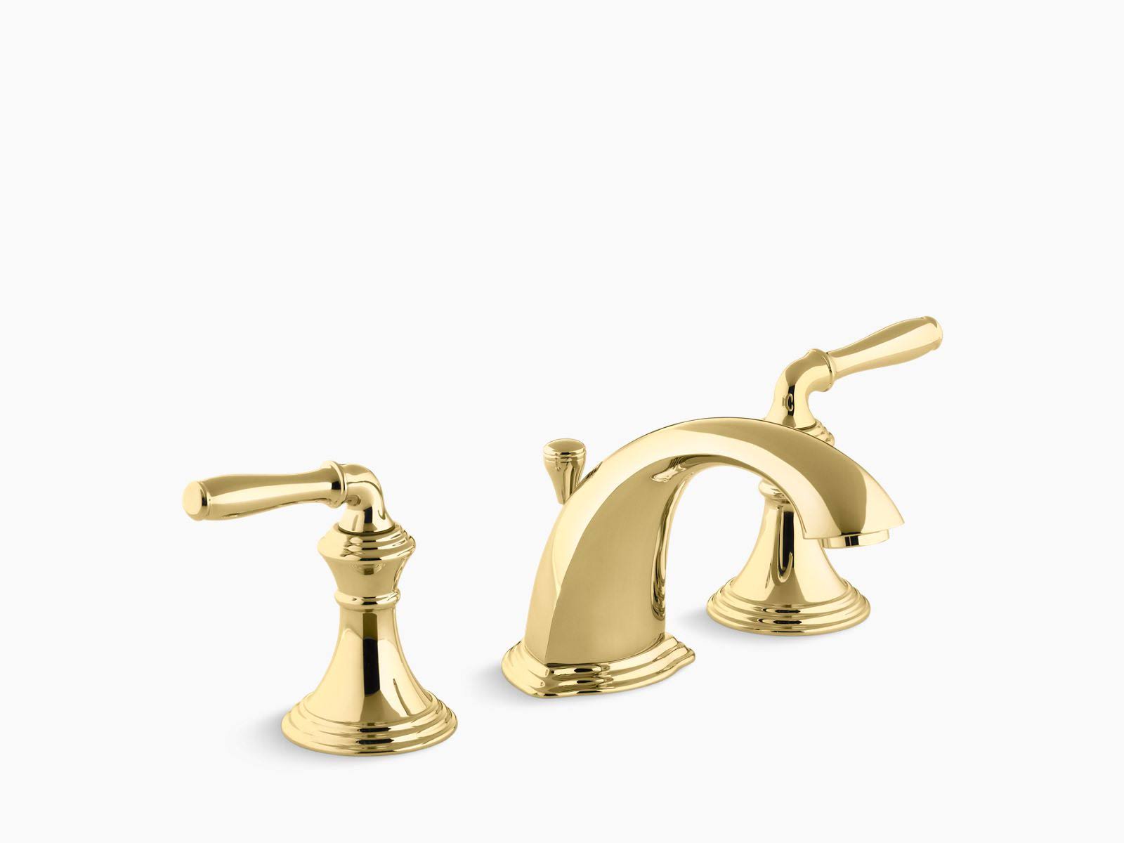 KOHLER K-394-4-PB Devonshire Widespread Bathroom Sink Faucet, Vibrant Polished Brass