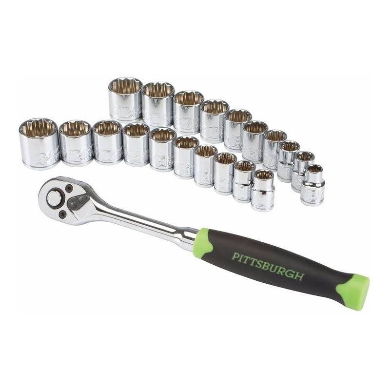 Pittsburgh SAE and Metric Go-Thru Socket Set, 21-Piece 62305
