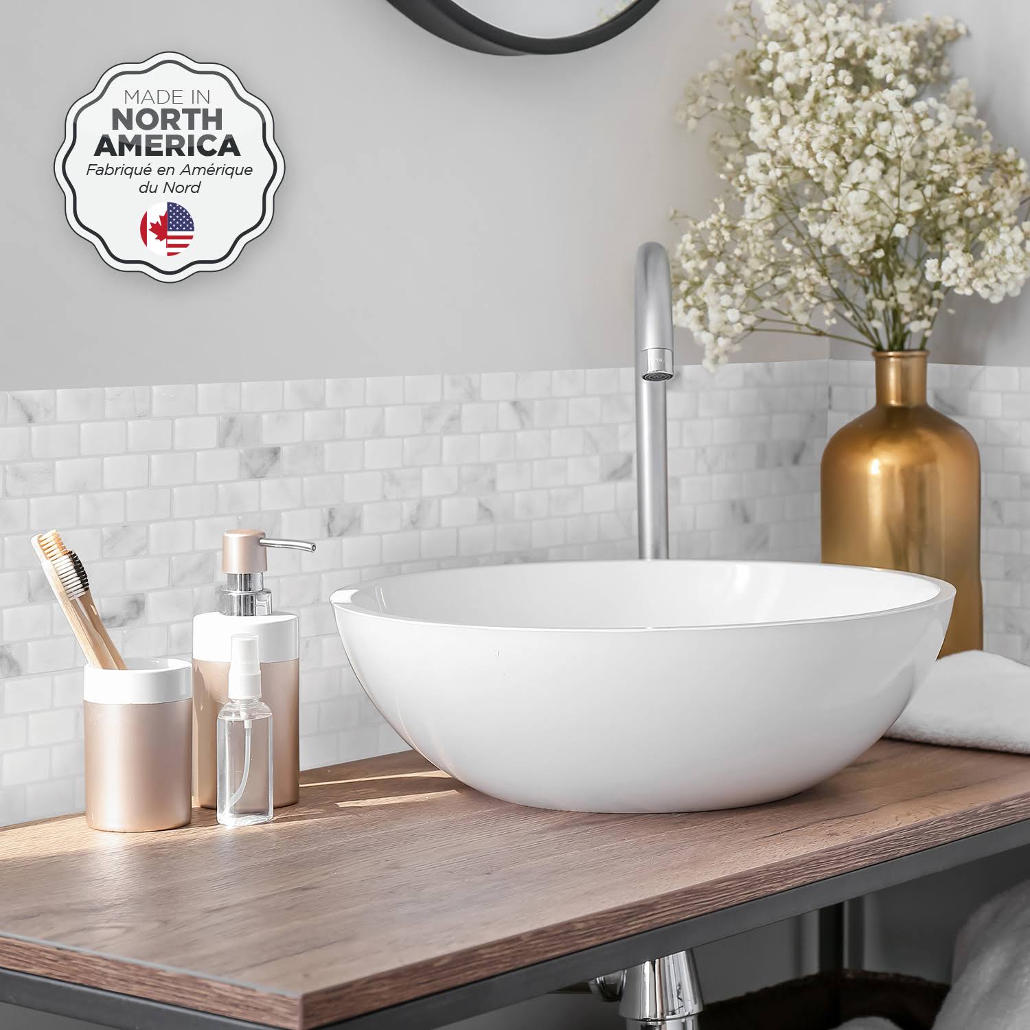 Smart Tiles 4-Piece 10-in x 10-in White, Marble, Gray Peel and Stick Vinyl Tile | SM1098-4