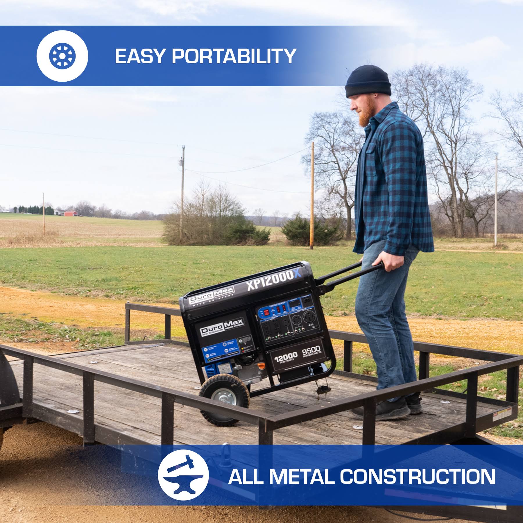 DuroMax XP12000X 12,000 Watt Gasoline Portable Generator w/ Co Alert