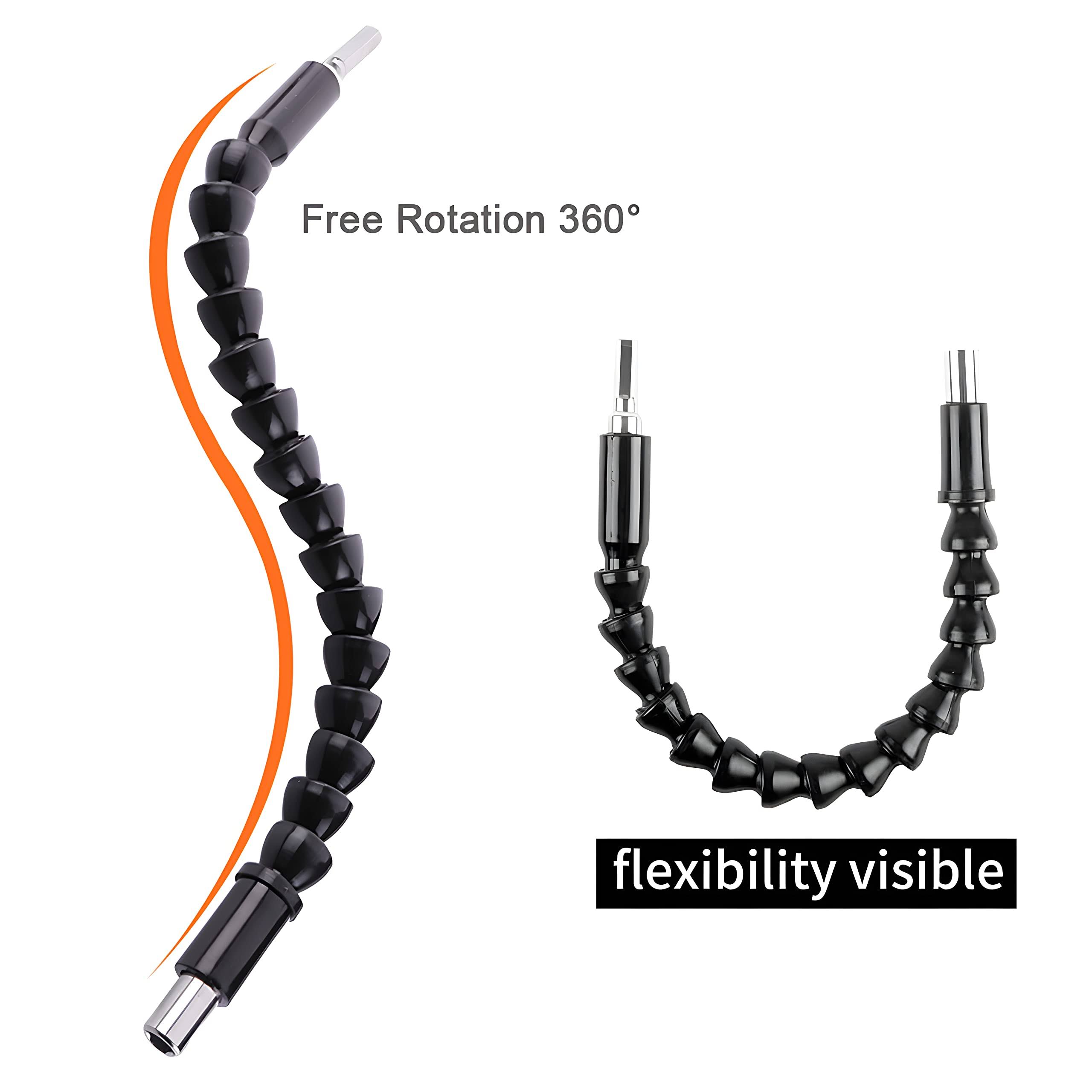 Guyuyii 3 Pack Drill Bit Extension, 11.8 inch Flexible Screwdriver Power Soft Shaft Set with Screw Bits Holder, Magnetic Hexagon Flex Drive Tip for