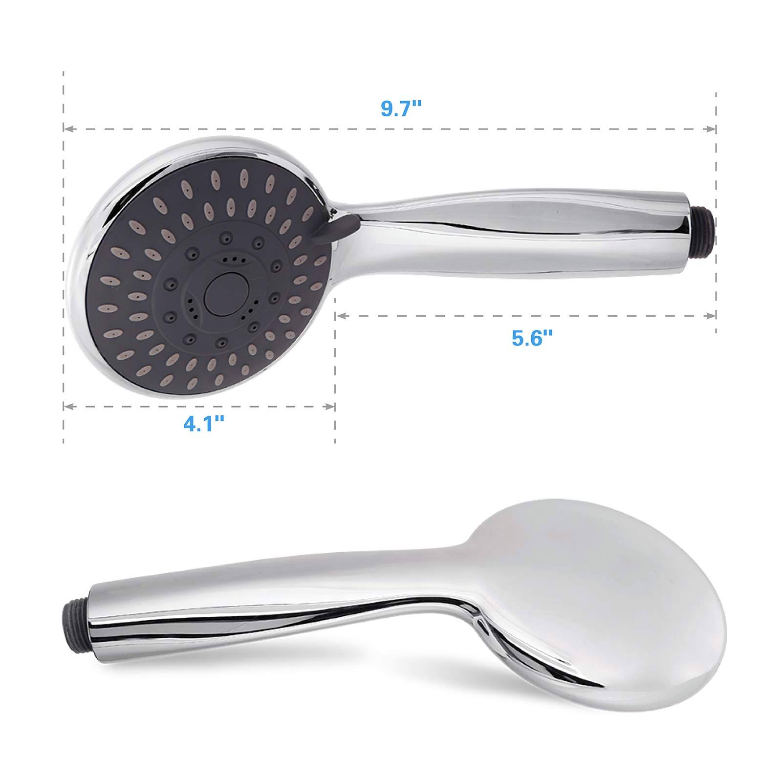 High Pressure Handheld Shower Head Briout 5-Settings Powerful Water Spray Shower Head Against Low Pressure Water Flow with Stainless Hose and Adjustab