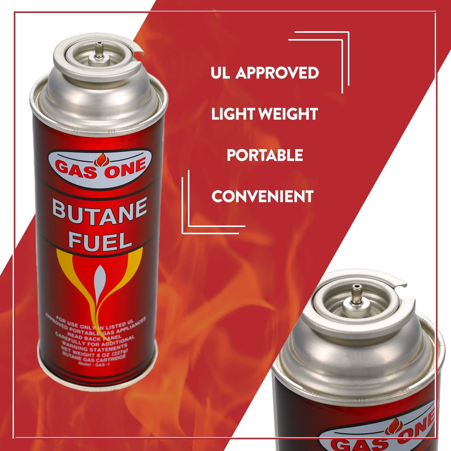 Gasone Butane Fuel Canister for Camping Stoves (4 Pack) GAS-1-4