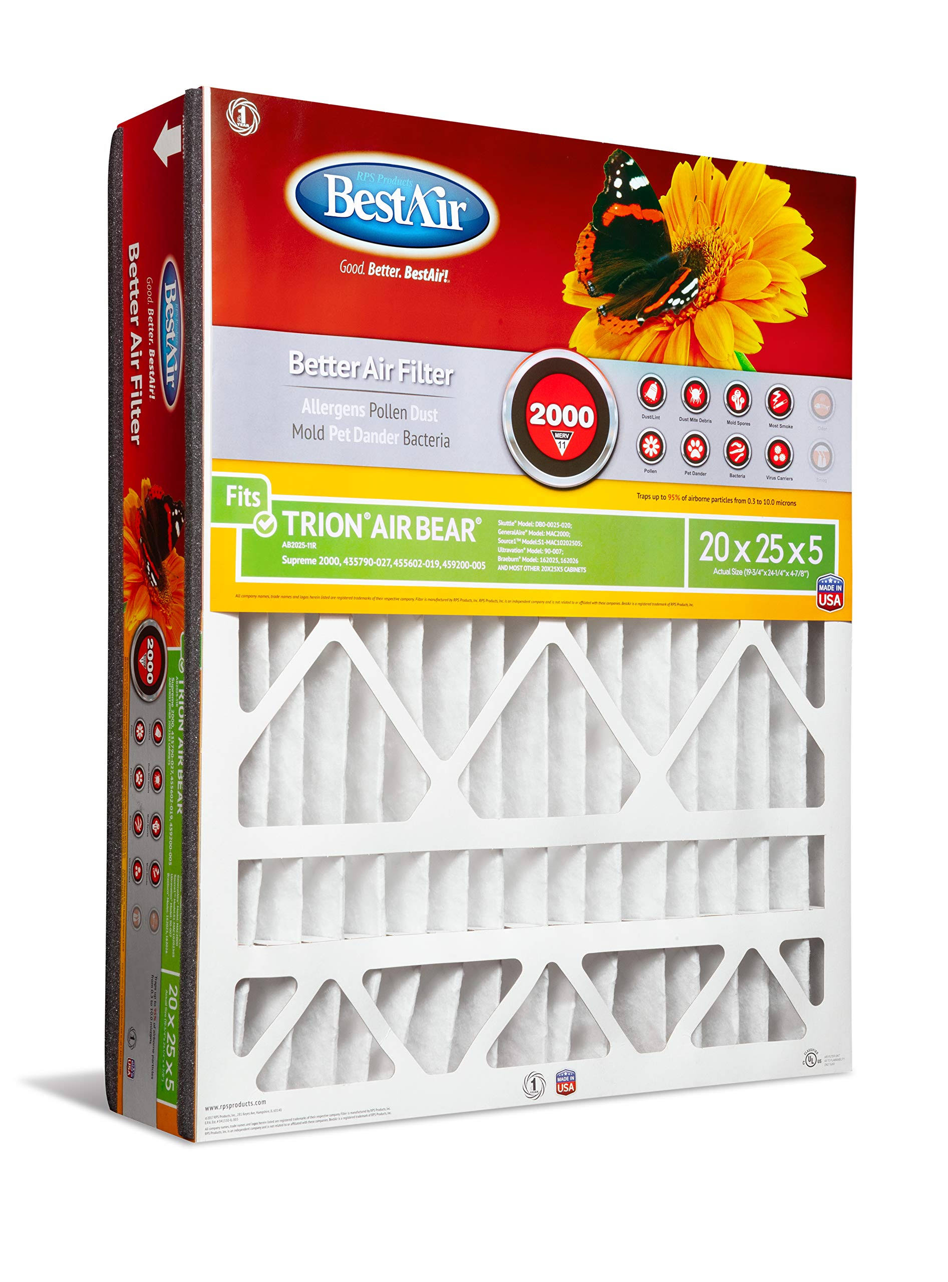 Bestair 20 in. W x 25 in. L x 5 in. D Pleated Air Filter