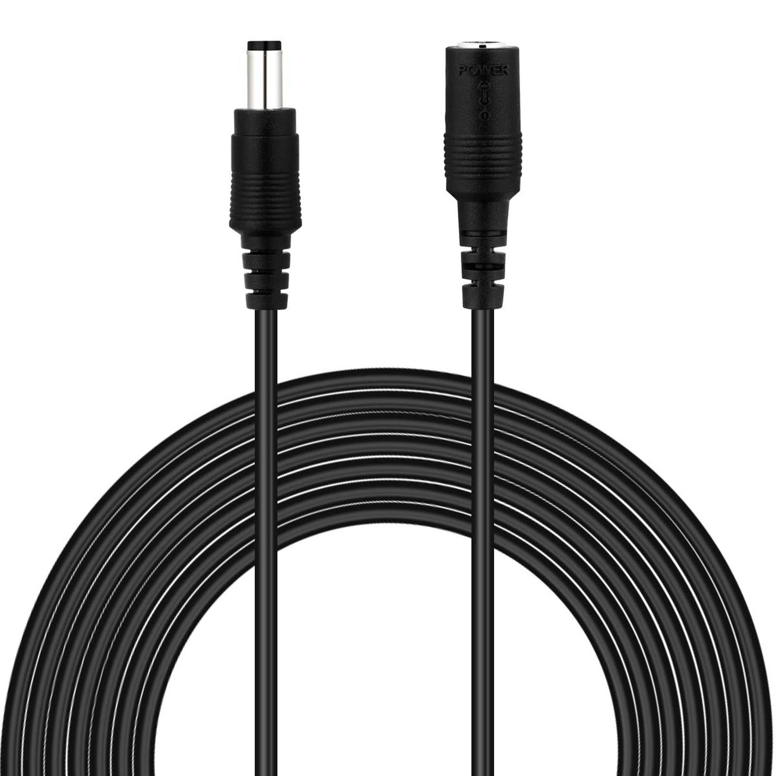 DC Power Extension Cable 5.5mm x 2.1mm Male Female Cord 18AWG 12V 24V 10A Heavy Duty (10 Feet / 3 meters)