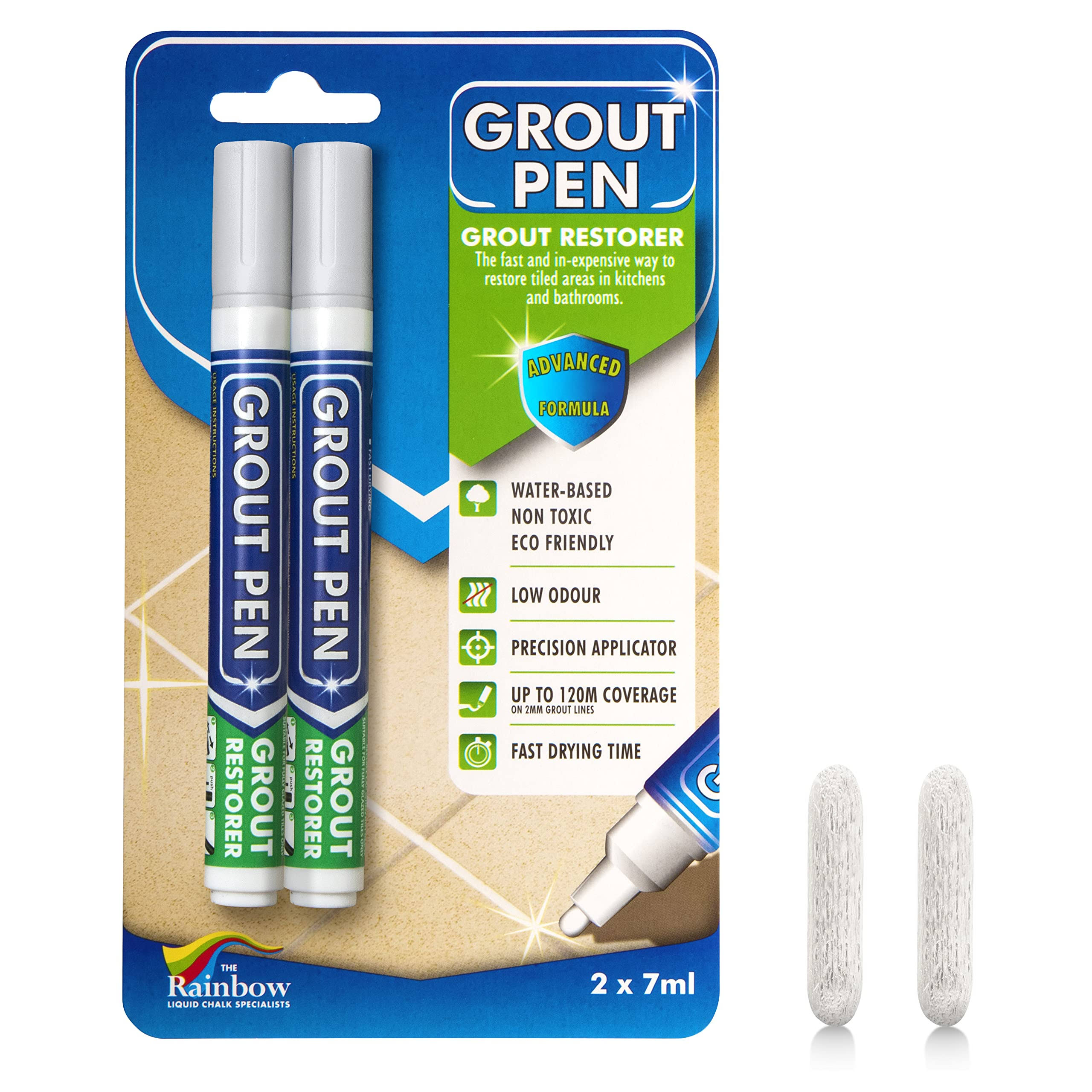 Grout Pen Light Grey Tile Paint Marker: Waterproof Grout Paint, Tile Grout Colorant and Sealer Pen Narrow 5mm Tip (2 Pack)
