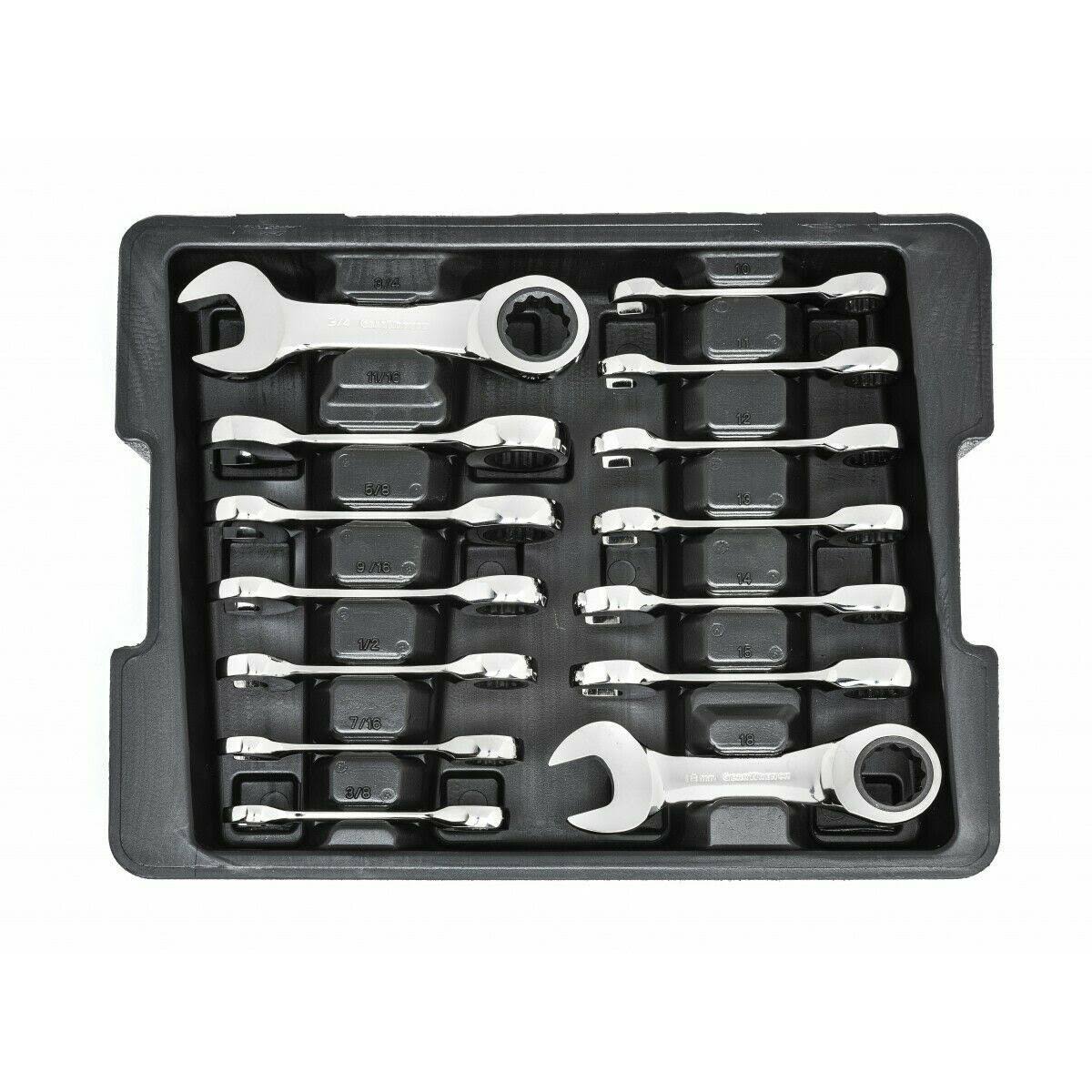 GearWrench 85206 14pc Ratcheting Combination Stubby Wrench Set
