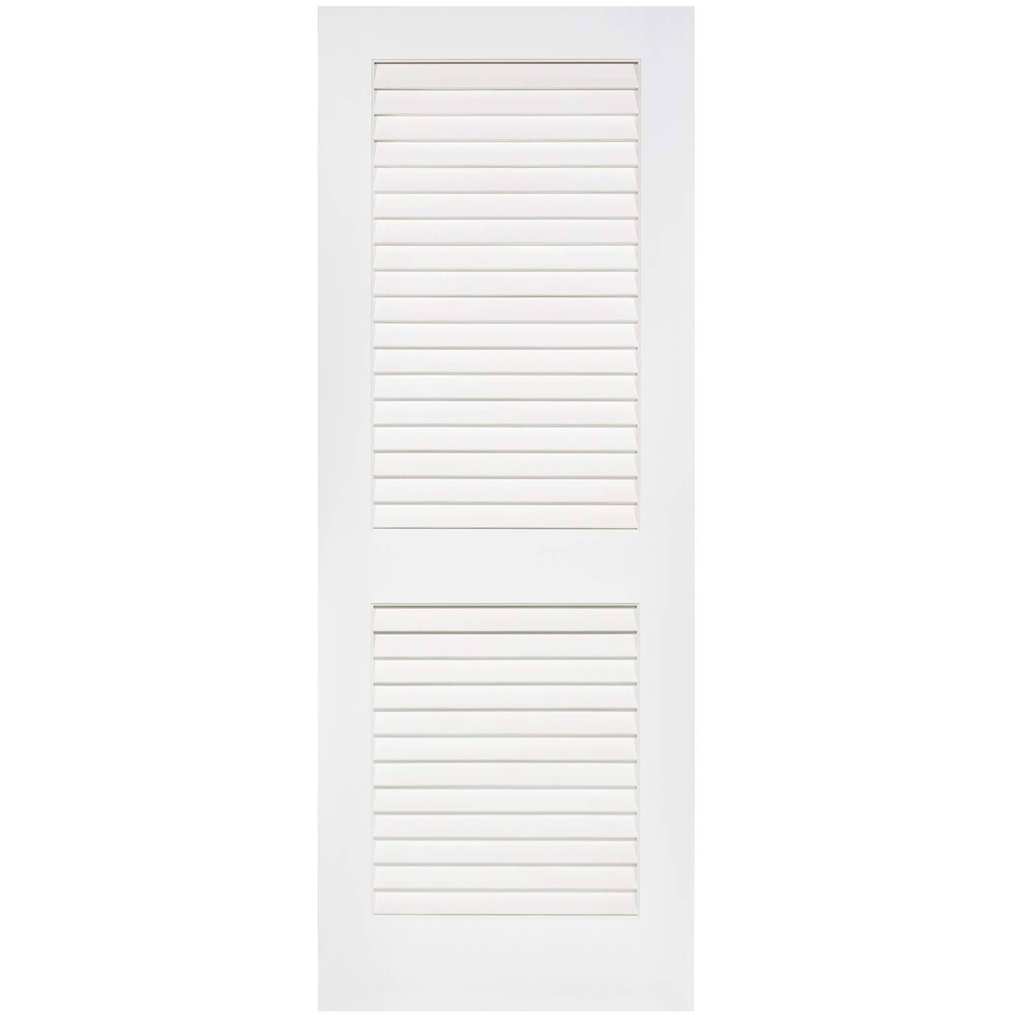 Kimberly Bay 18 in. x 80 in. White Plantation Louver Panel Solid Core Wood Interior Door