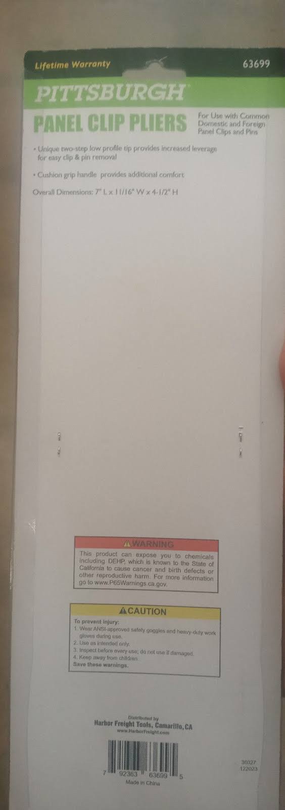 Pittsburgh Panel Clip Pliers 7