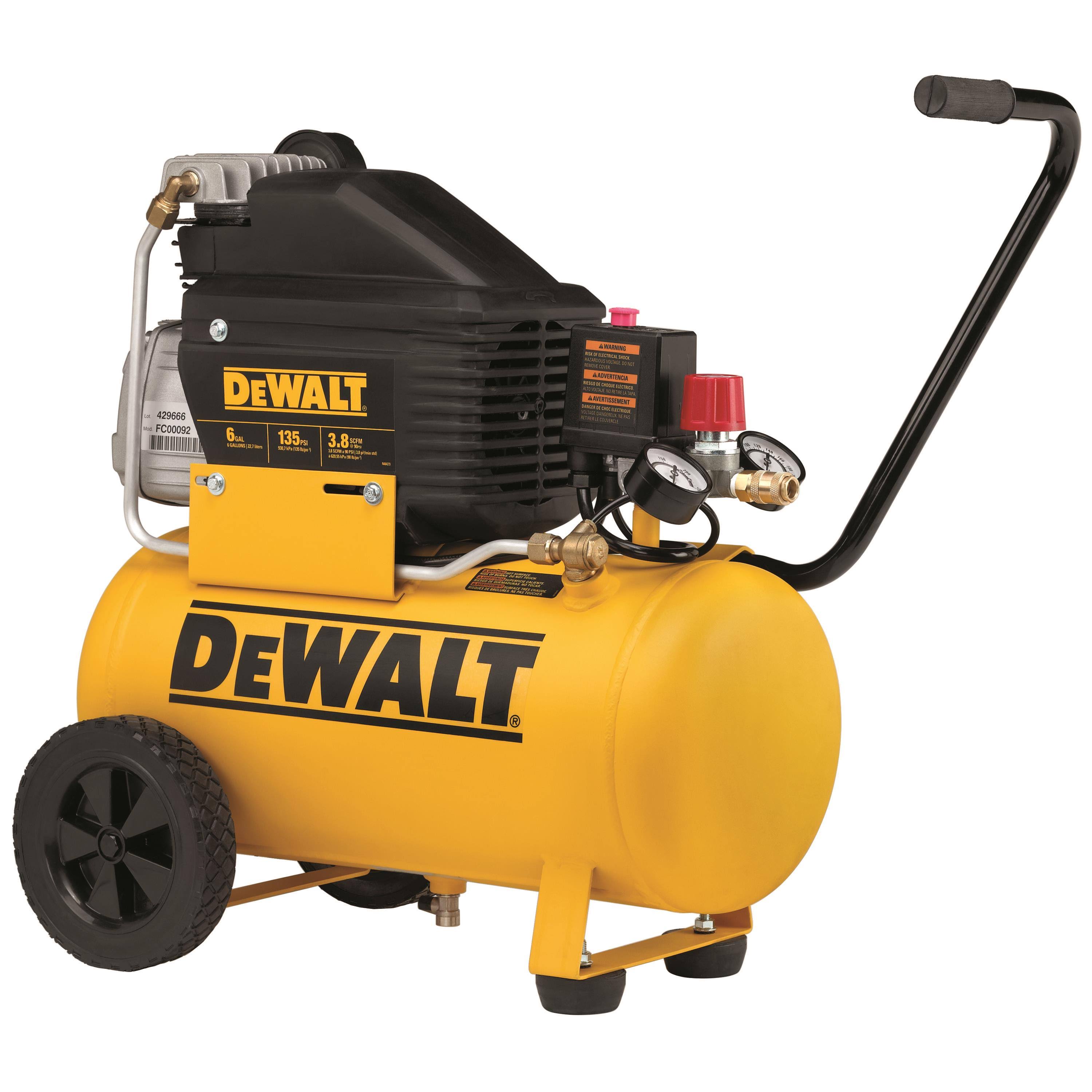 DeWalt Wheeled Horizontal Air Compressor- 6 Gallon