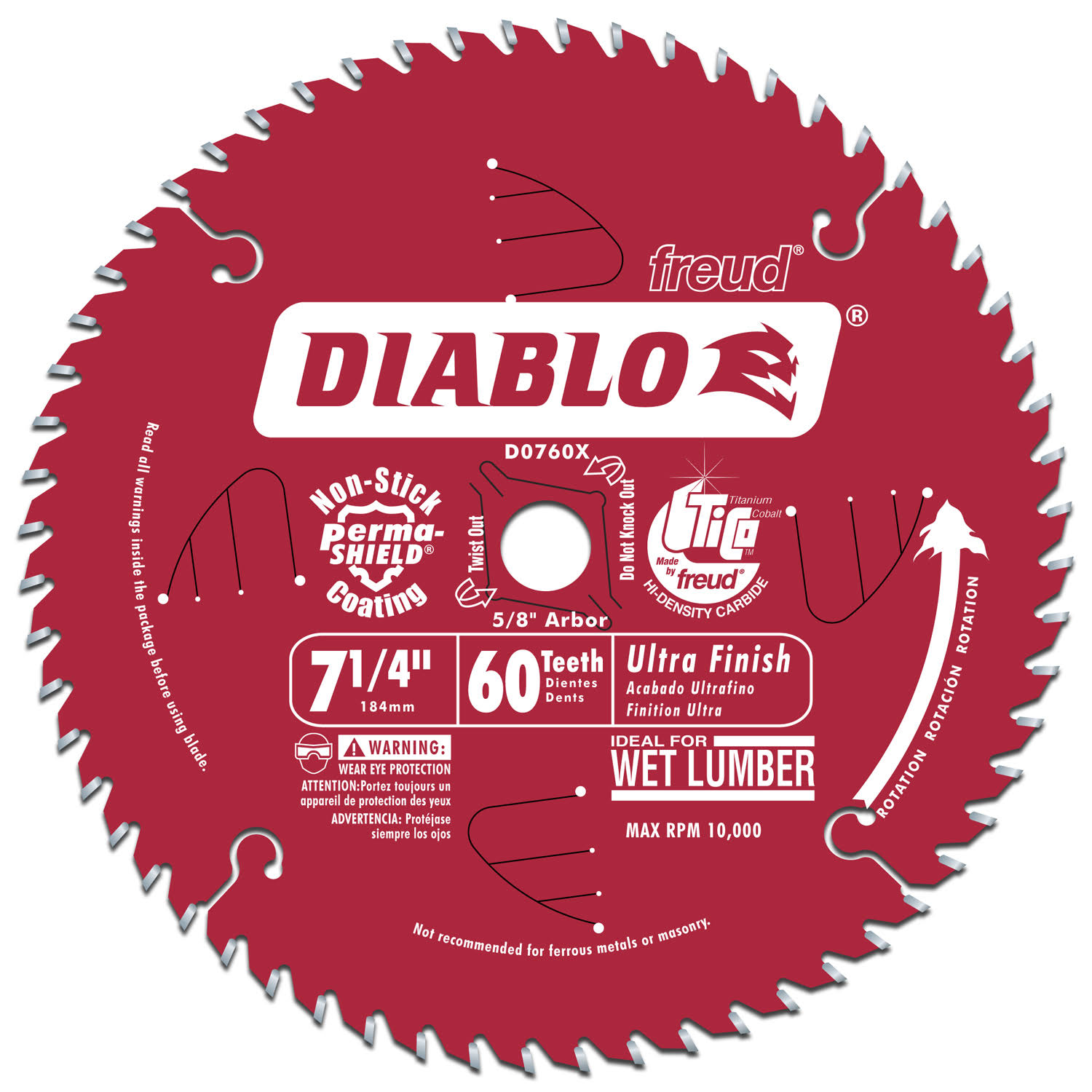 Diablo 60-Teeth Circular Saw Blade, 7.25