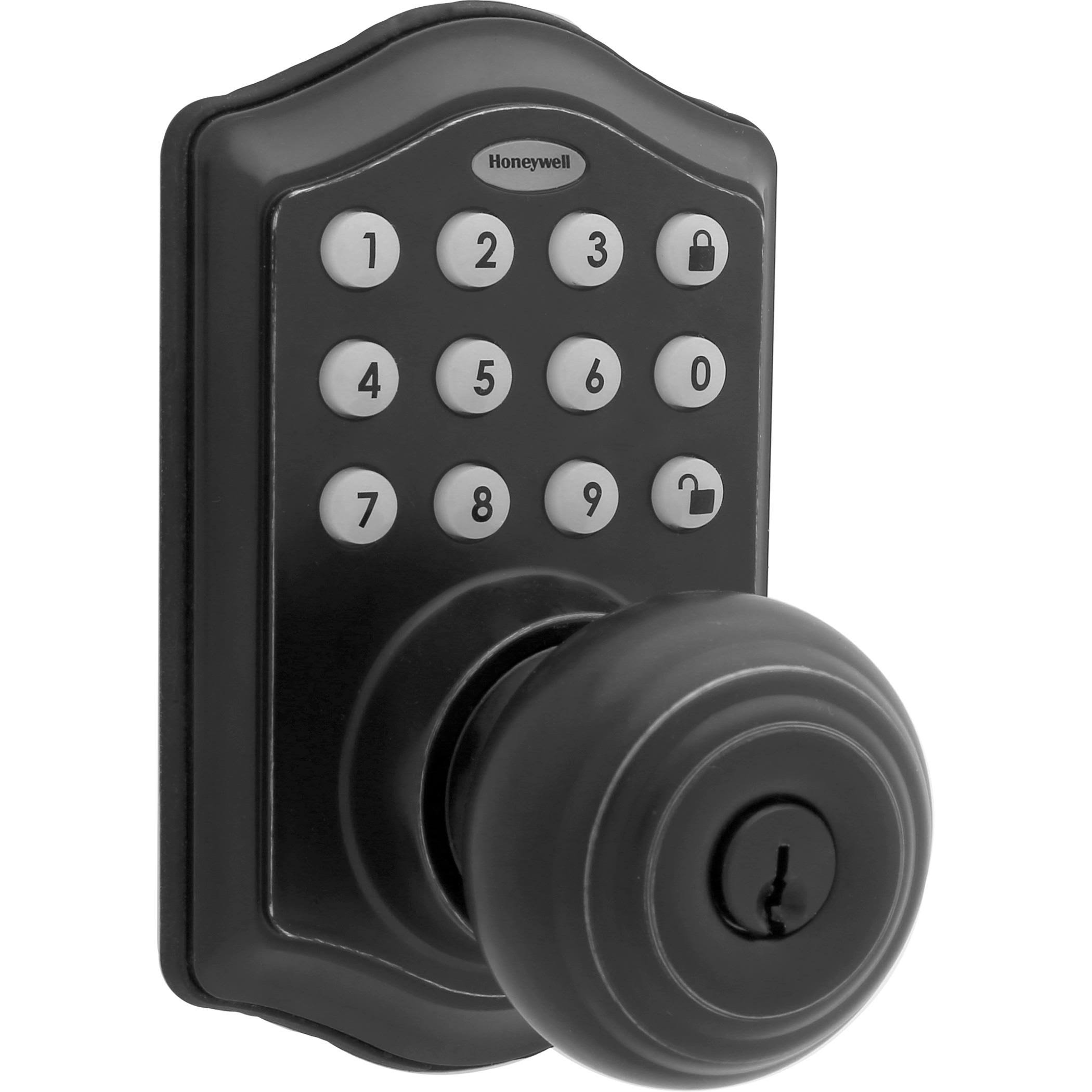 Honeywell 8732501 Electronic Entry Knob Door Lock, Matte Black