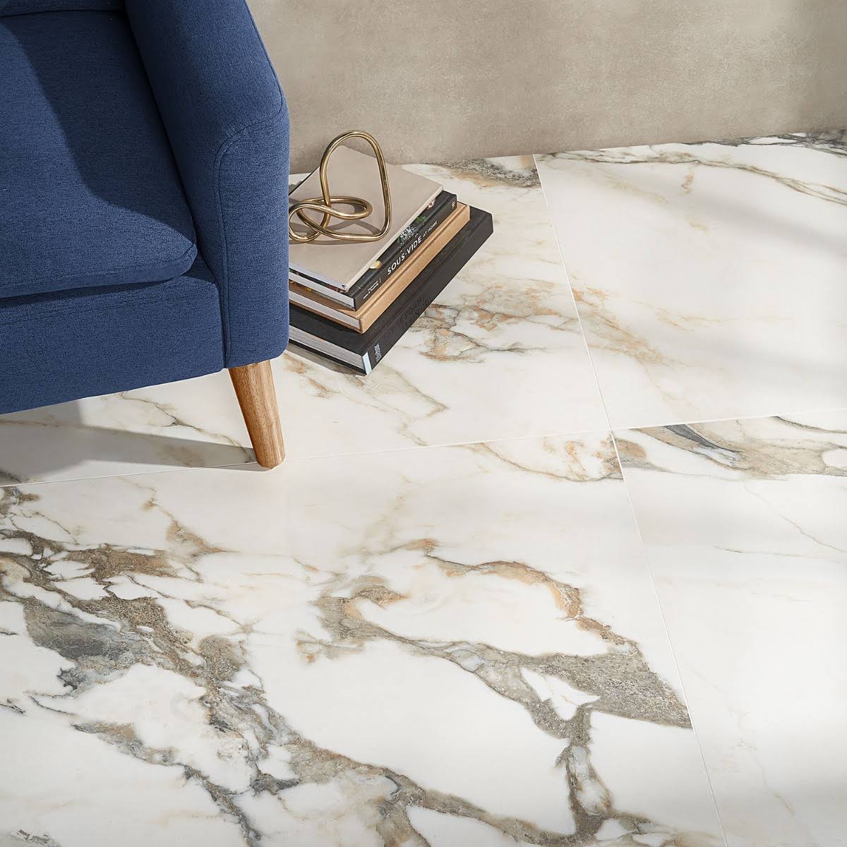 Ivy Hill Tile Saroshi Calacatta Rustico 23.62 in. x 47.24 in. Polished Marble Look Porcelain Floor and Wall Tile (15.5 Sq. ft./Case)