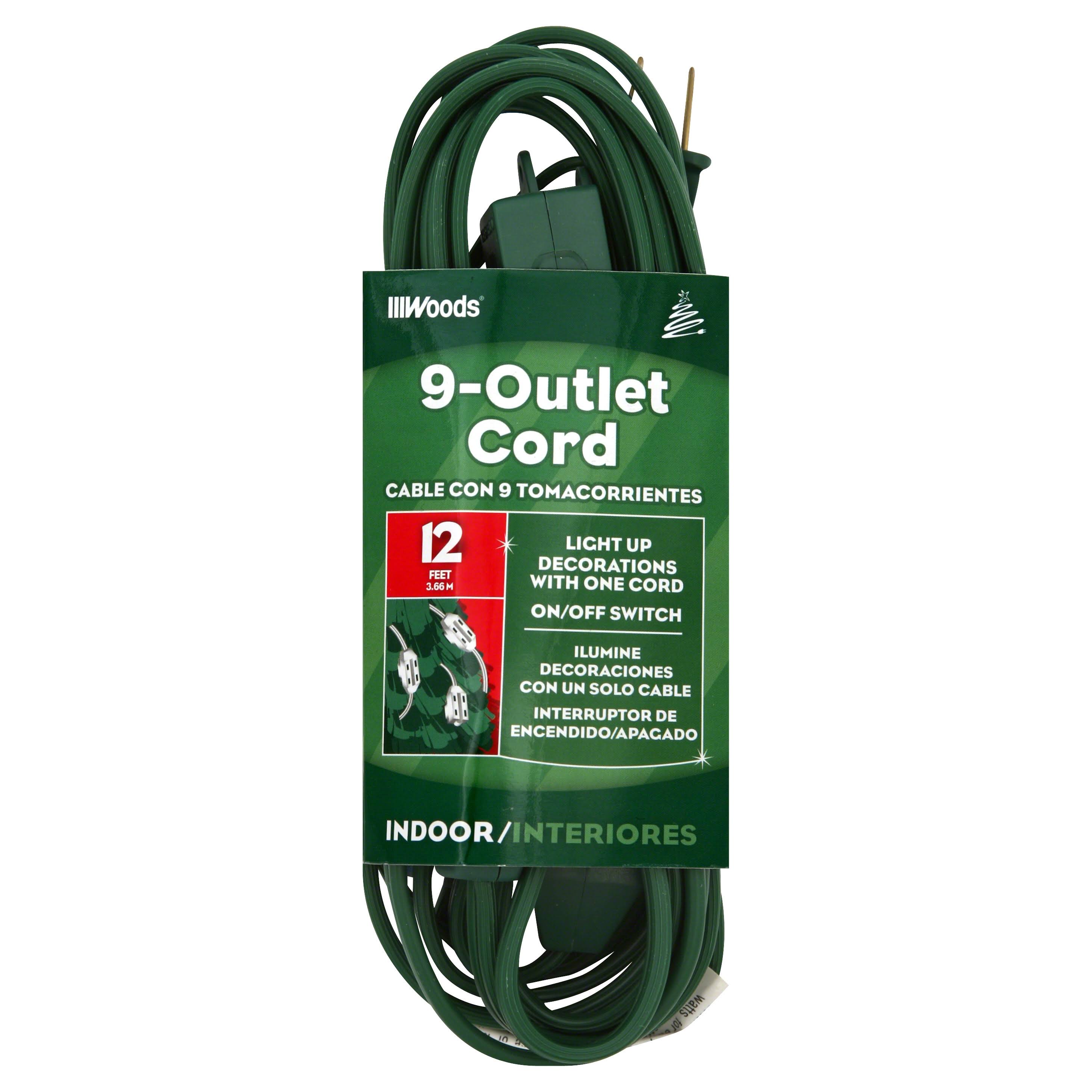 Woods 9-Outlet Cord, Indoor, 12 Ft