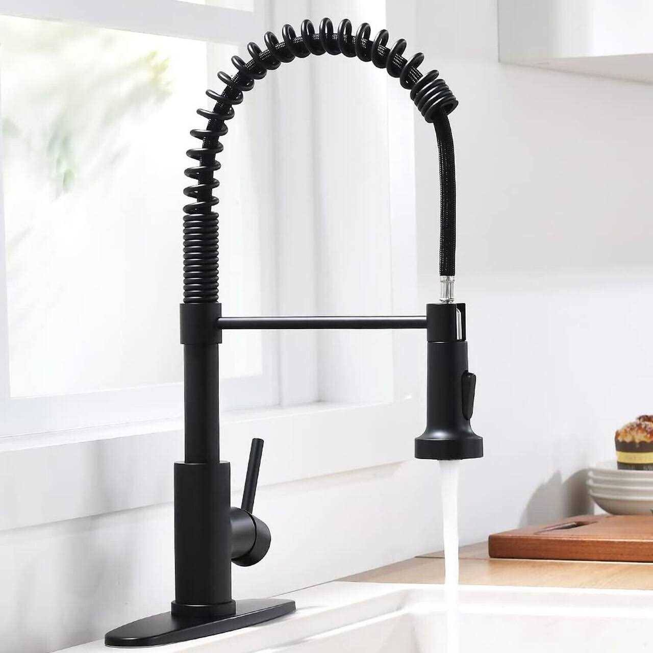 TENLO Black Kitchen Faucet Kitchen Sink Faucet with Sprayer- Kitchen Faucet with Pull Down Sprayer