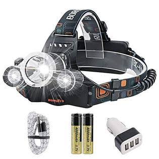 Rechargeable Flashlight LED HEADLAMP, BORUiT RJ-3000 Headlamp 4 Modes 5000 High Lumens Water Resist LED Headlight for Camping Hiking, Other