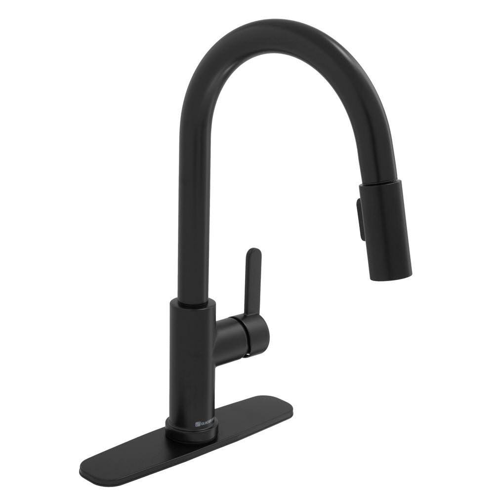 Glacier Bay Paulina Single-Handle Pull-Down Sprayer Kitchen Faucet with TurboSpray FastMount and Soap Dispenser in Matte Black