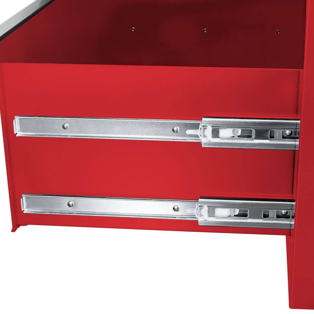 Yukon 46 in. 9 Drawer Mobile Storage with Solid Wood Top, Red