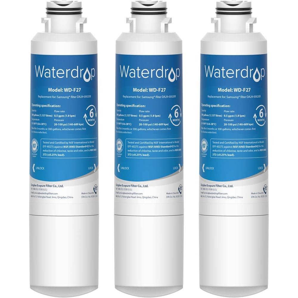 Waterdrop NSF 42 Certified DA29-00020B Refrigerator Water Filter, Replacement for Samsung Haf-cin/exp, DA29-00020A/B, Pack of 3