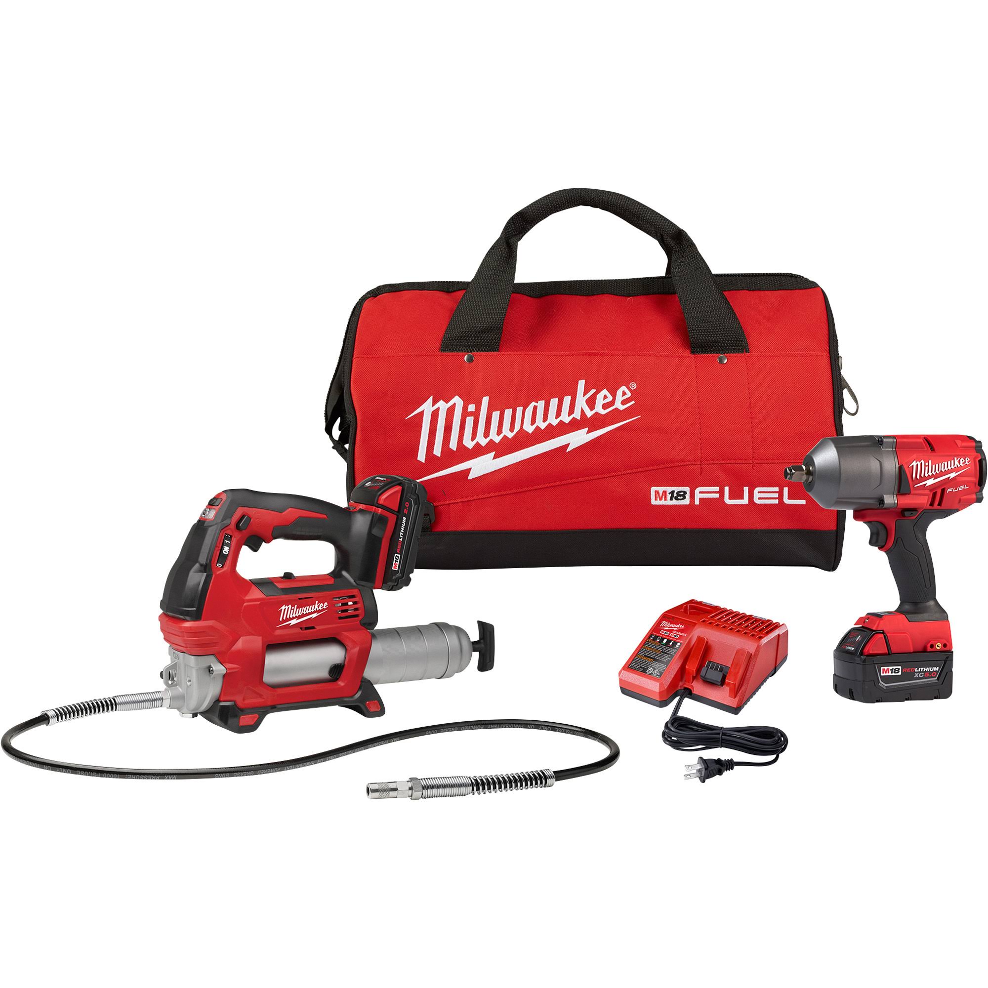 Milwaukee M18 Fuel High Torque Impact Wrench with Grease Gun Kit 2767-22GR
