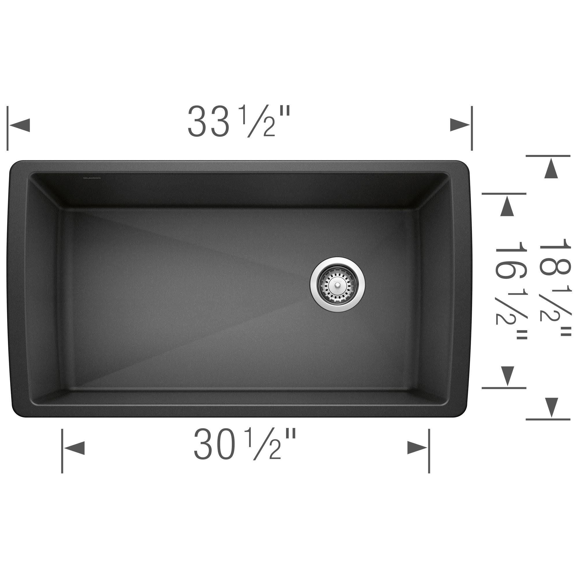Blanco 441768 Diamond Silgranit Super Single Bowl Undermount Kitchen Sink- Anthracite