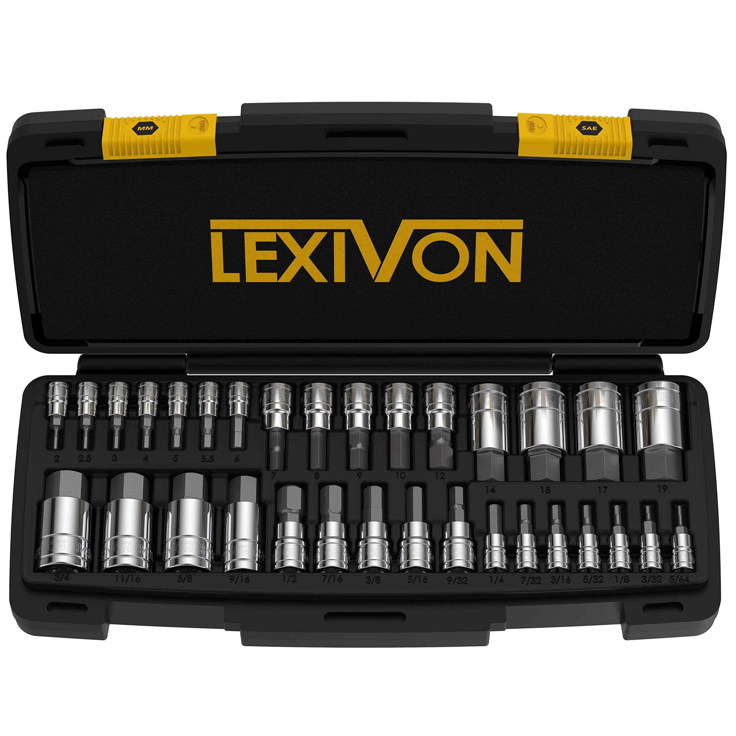 LEXIVON Master Hex Bit Socket Set, Premium S2 Alloy Steel | Complete 32-Piece, SAE and Metric Set | Enhanced Storage Case (LX-144)