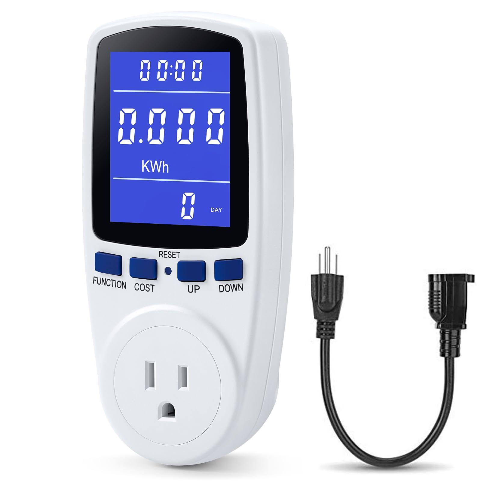 Fayleeko Upgraded Brighter LCD Display Night Vision Power Meter Plug, Power Consumption Monitor Energy Voltage Amps Electricity Usage Mon