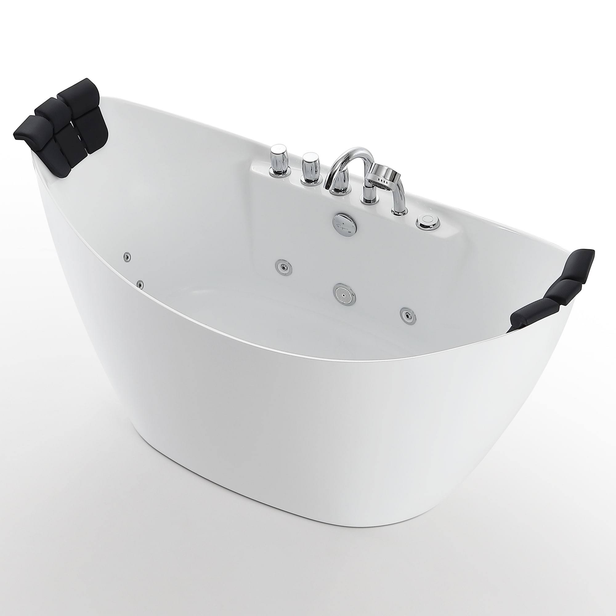 Empava Luxury 67 in. Center Drain Acrylic Freestanding Flatbottom Whirlpool Bathtub in White with Faucet
