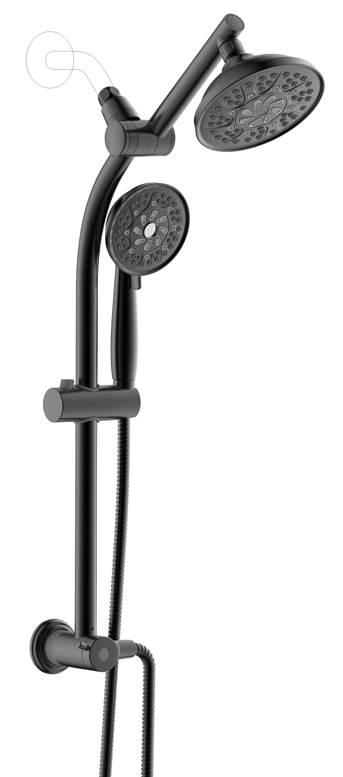 Allen + Roth Matte Black Shower Faucet Bar System with 2-Way Diverter | 58101-X607011