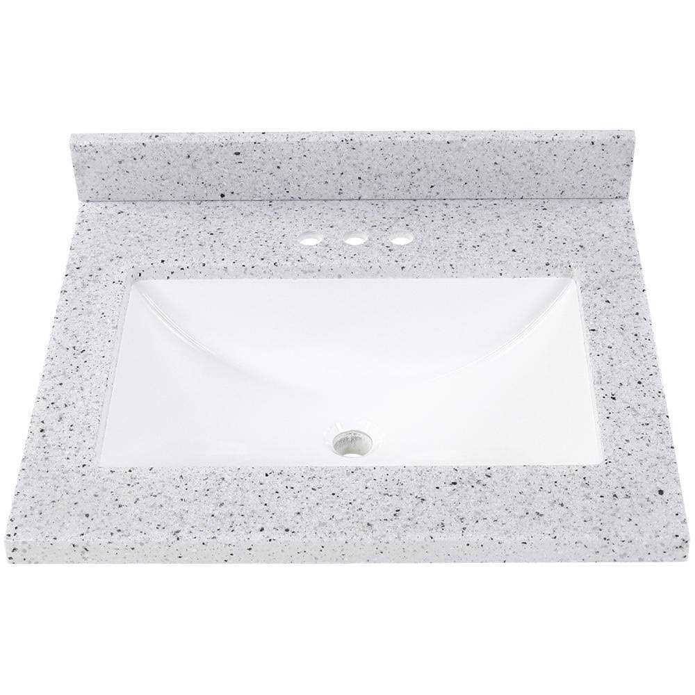 Home Decorators Collection 25 in. Solid Surface Vanity Top in Silver Ash with White Sink SS25R-AH