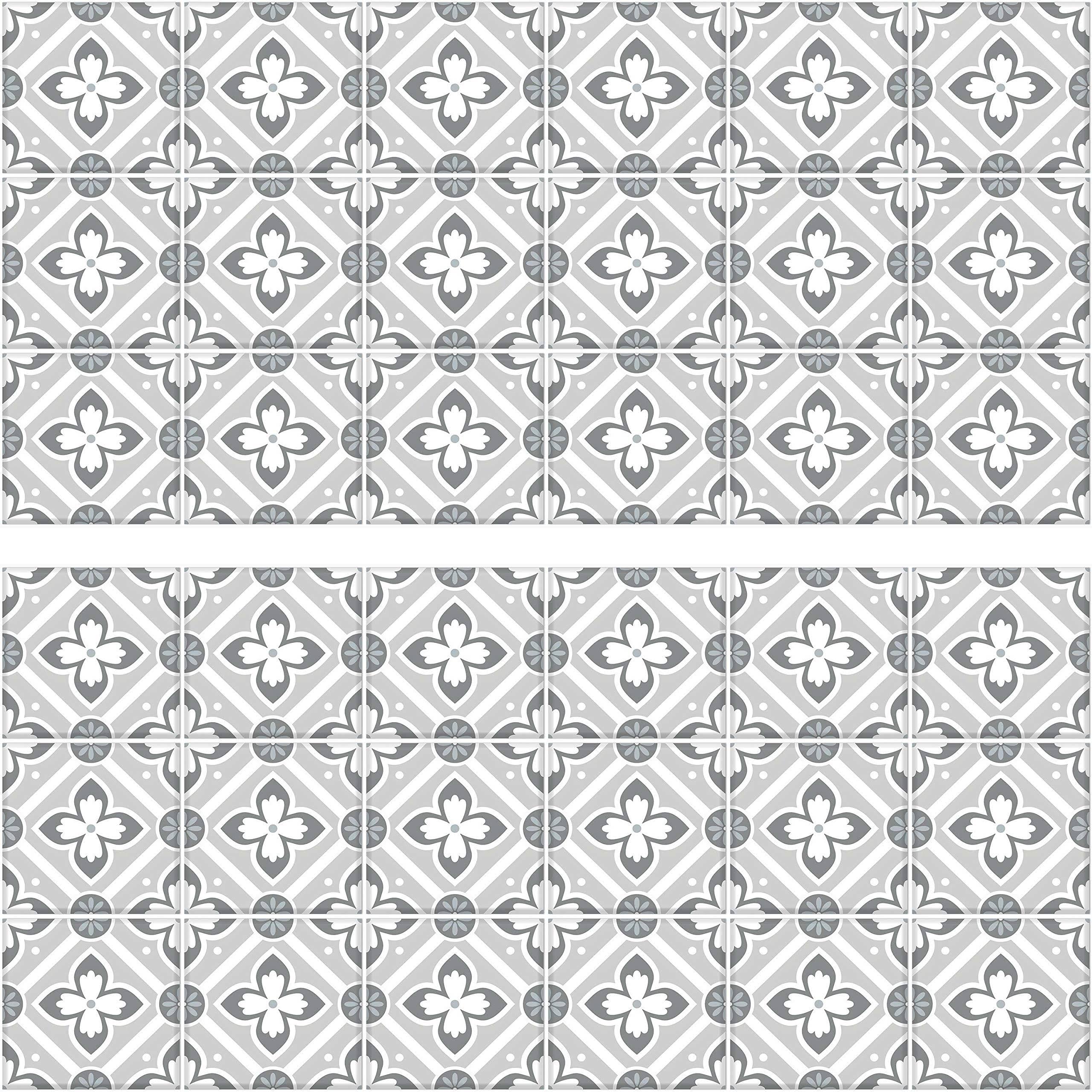 RoomMates Galway Gray Tile Backsplash Peel and Stick Giant Wall Decals