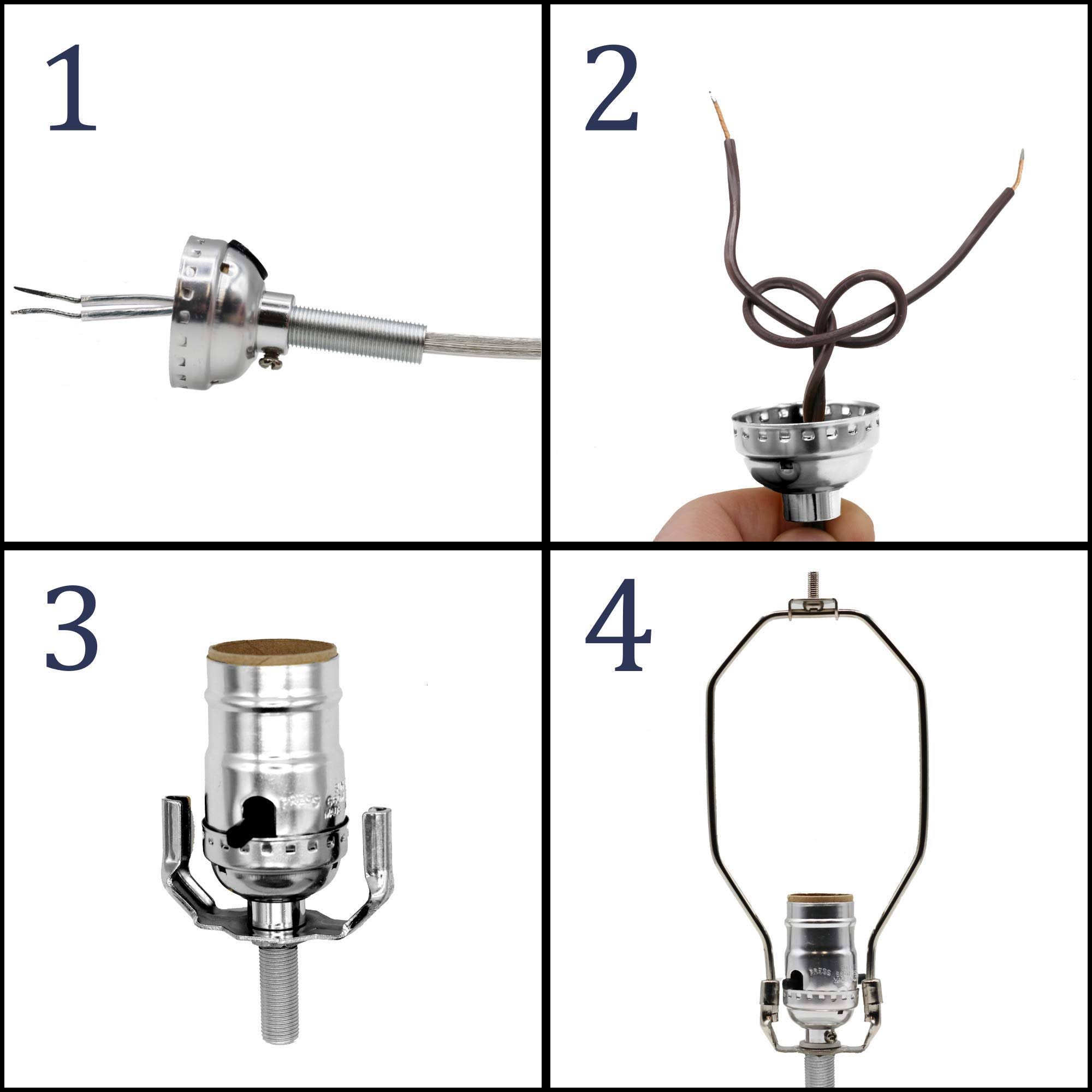 Creative Hobbies Make A Lamp or Repair Kit- All Essential Hardware, 3 Way Socket, and Electric Cord (Gold) M35