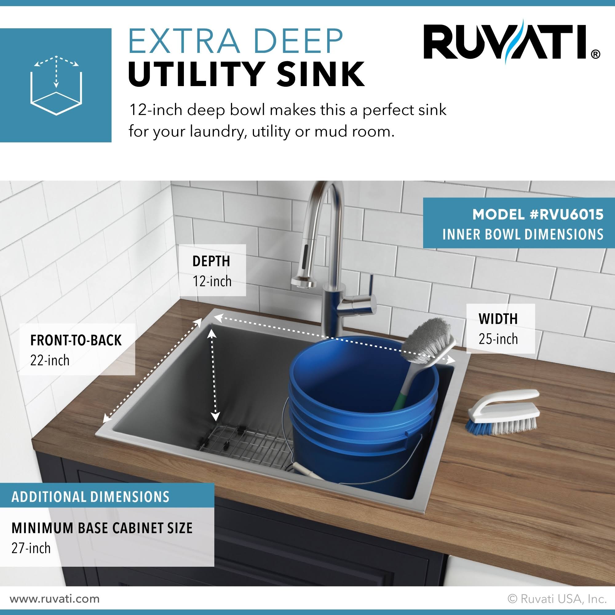 Ruvati Topmount Laundry Utility Sink 25