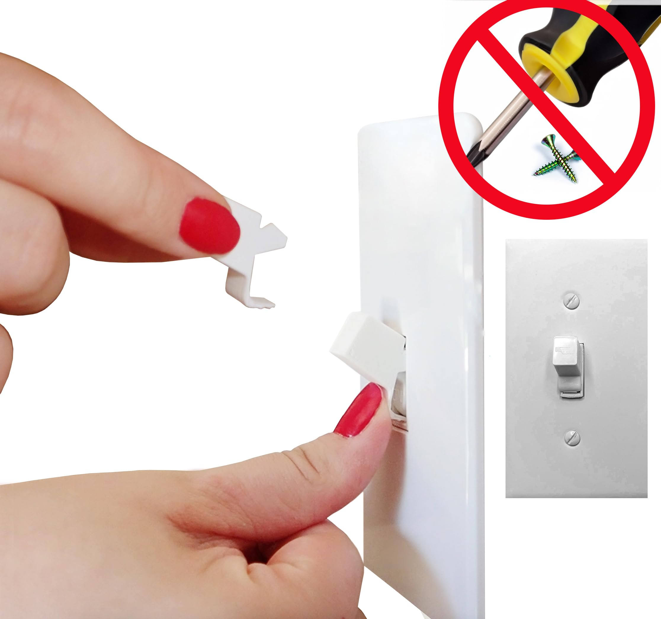 Toggle Shield- Residential (4 Pack, White) | No Tools Required | Easy to Install and Remove | Child Proof Light Switch | Lock Toggle Switch in on