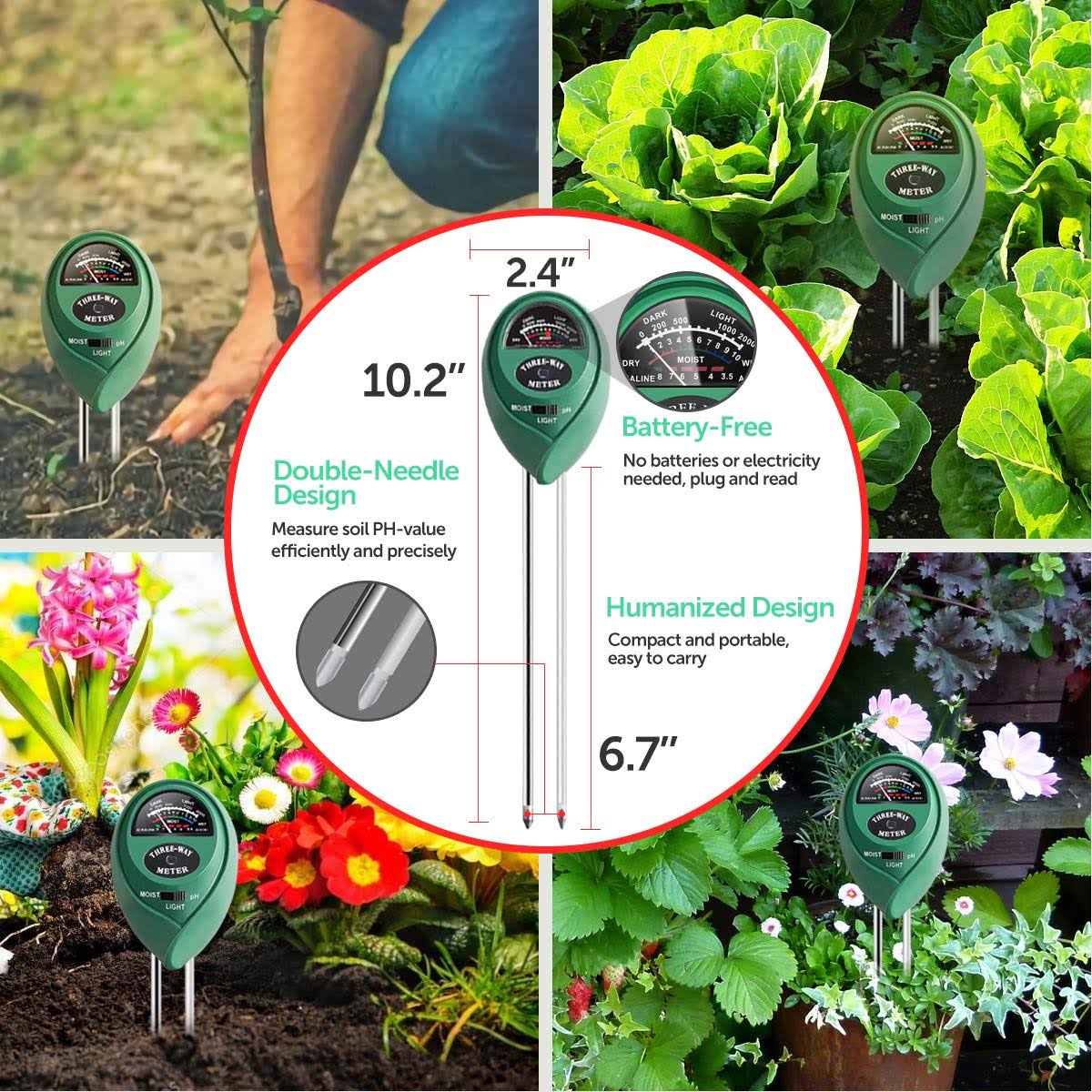 PH Meter, TDS ppm Meter, Soil PH Tester, pH/EC Digital Kit, 3 Pack