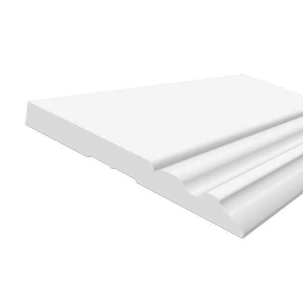 MTRIM Baseboard-Prepainted- 9/16 in. Height x 5.25 in. Width x 3 in. Length- Colonial- EPS Composite White Moulding (Sample)