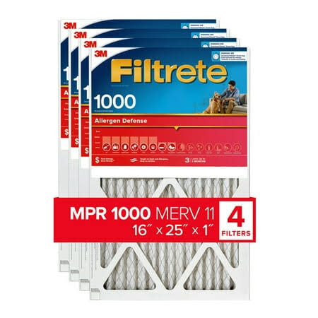 Filtrete 16x25x1 AC Furnace Air Filter MPR 1000 Micro Allergen Defense 4-Pack