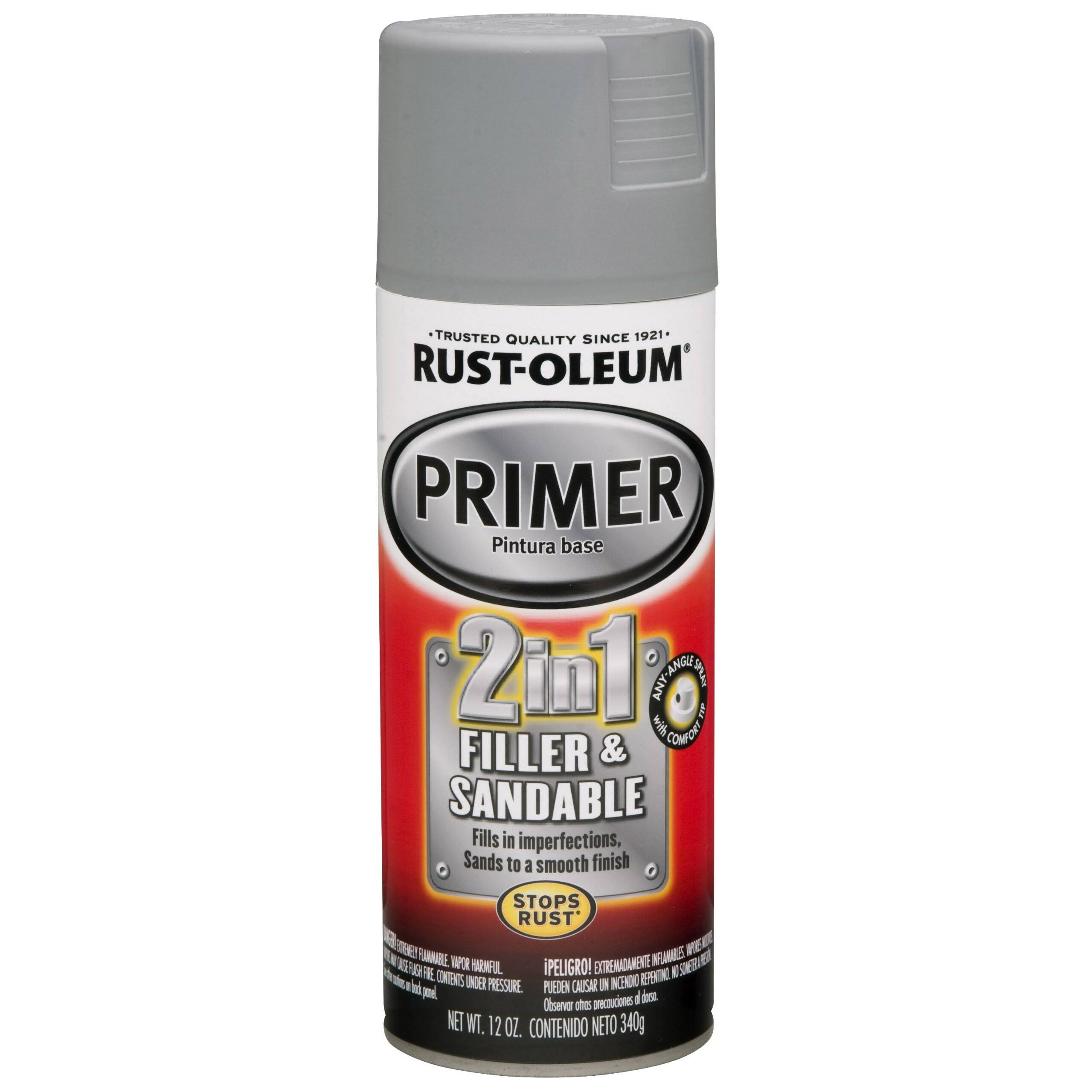 Rust-Oleum 260510 Automotive 2 in 1 Filler and Sandable Primer Spray Paint, 12 oz, Gray