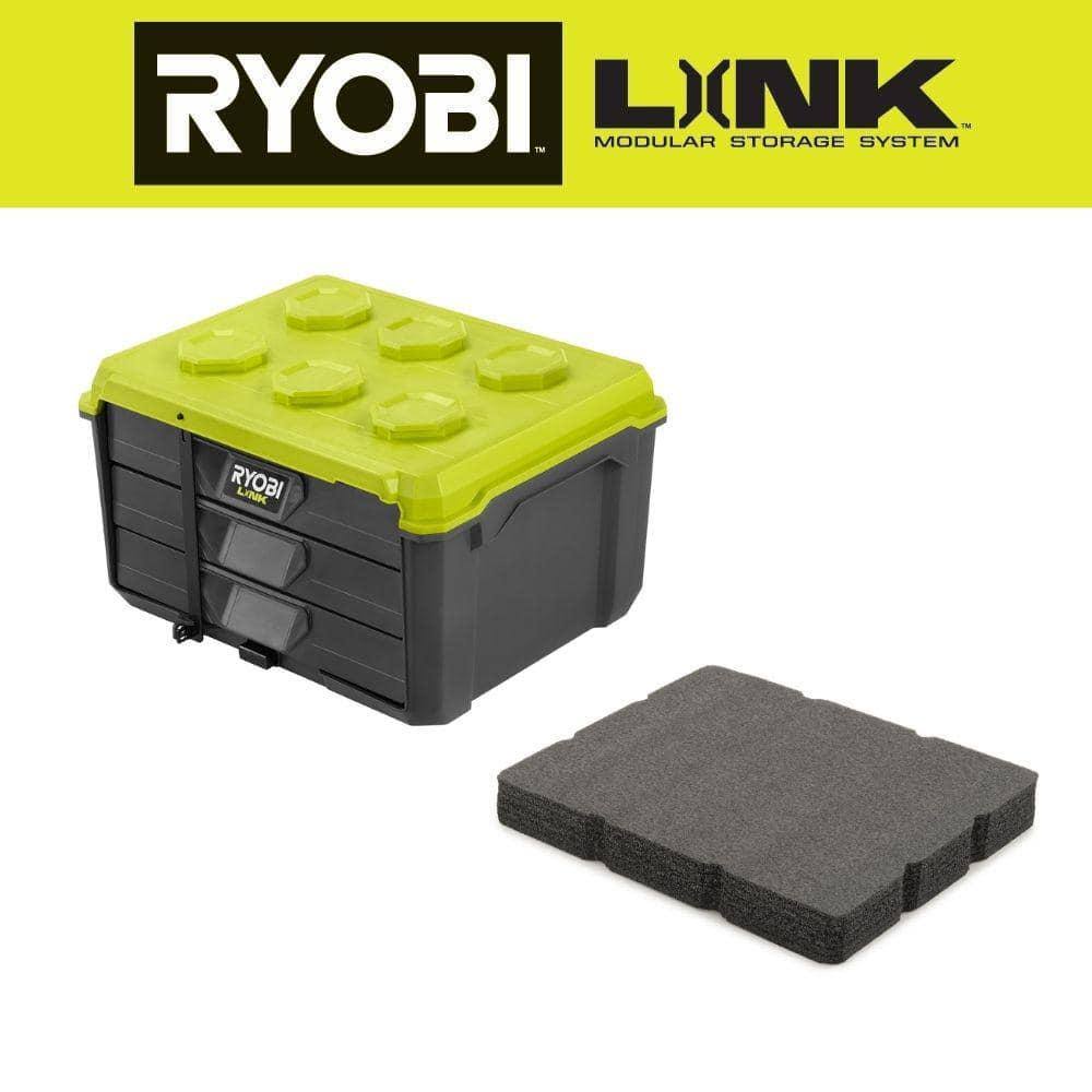 Link 3-Drawer Tool Box with Foam Insert, Ryobi Green