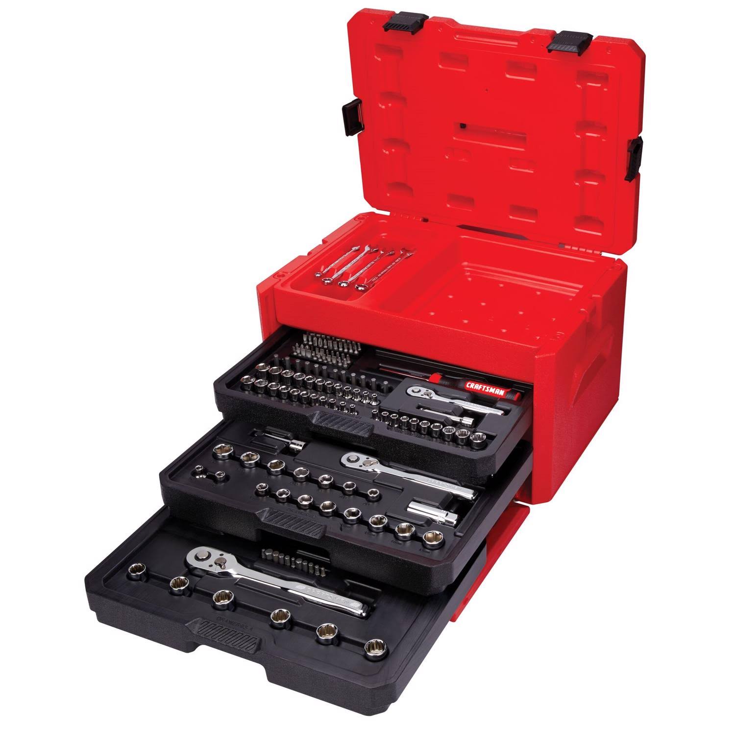 Polished Chrome SAE & Metric Combination Mechanics Tool Set- 243 PC